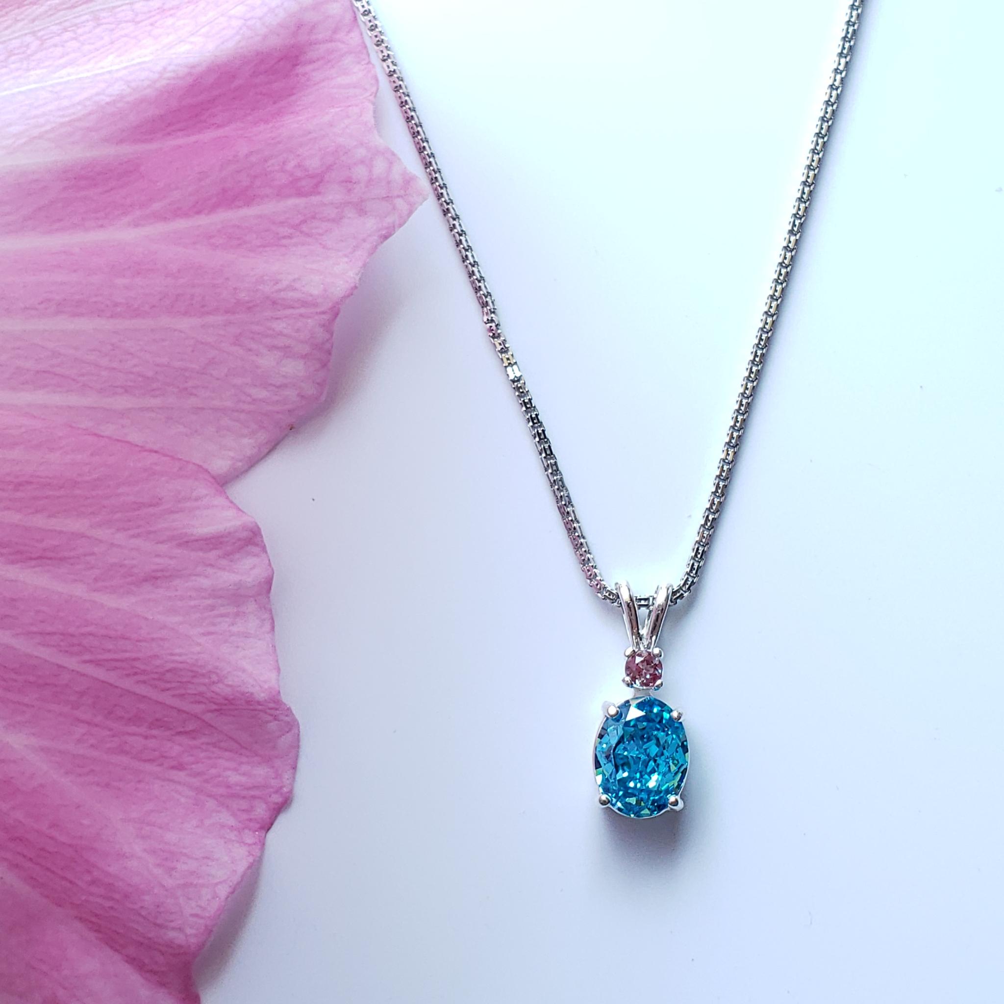 Sparkling☆ with mini stone  シルバー　ネックレス 人工パライバトルマリン　高炭素ダイヤモンド | 13枚目