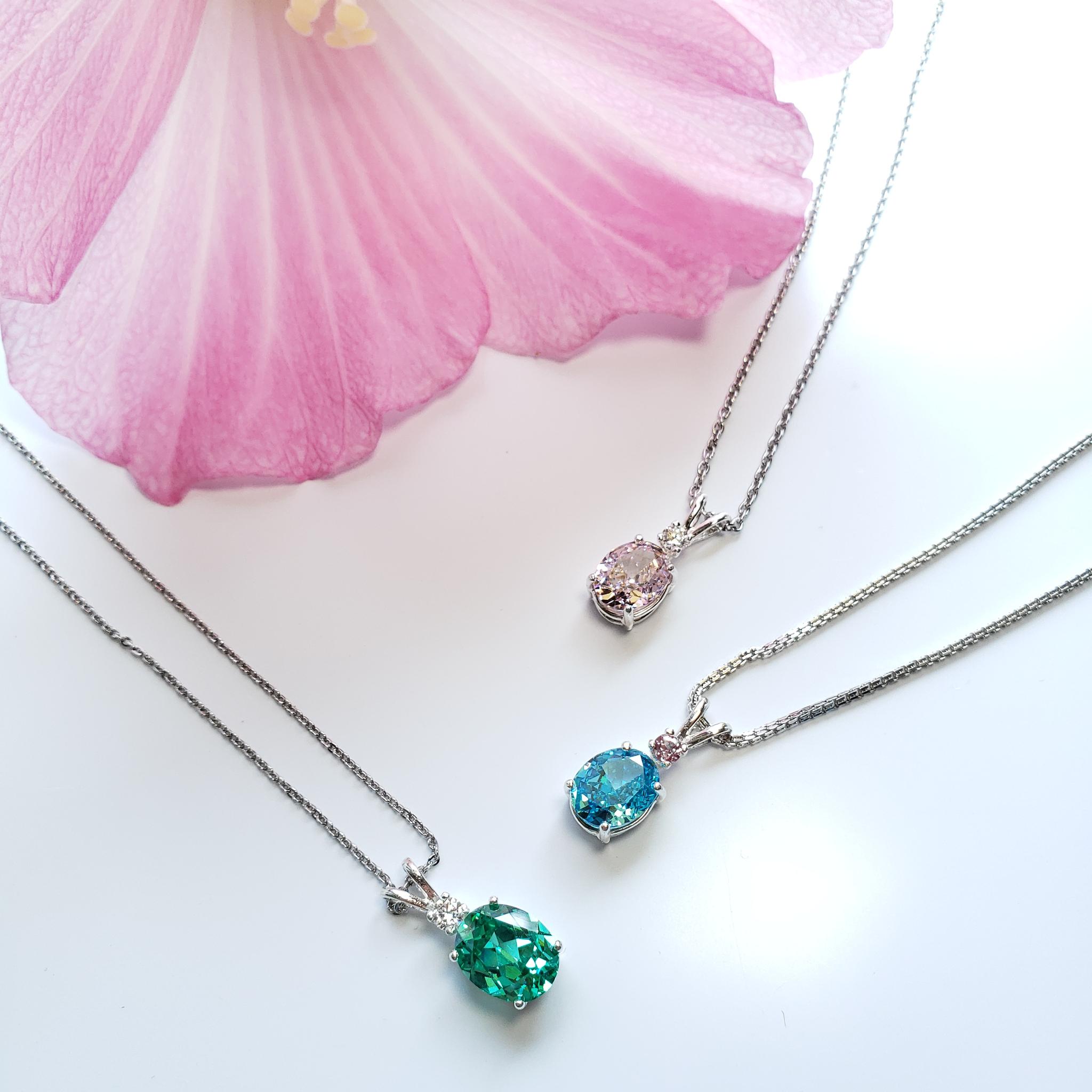 Sparkling☆ with mini stone  シルバー　ネックレス 人工パライバトルマリン　高炭素ダイヤモンド | 18枚目