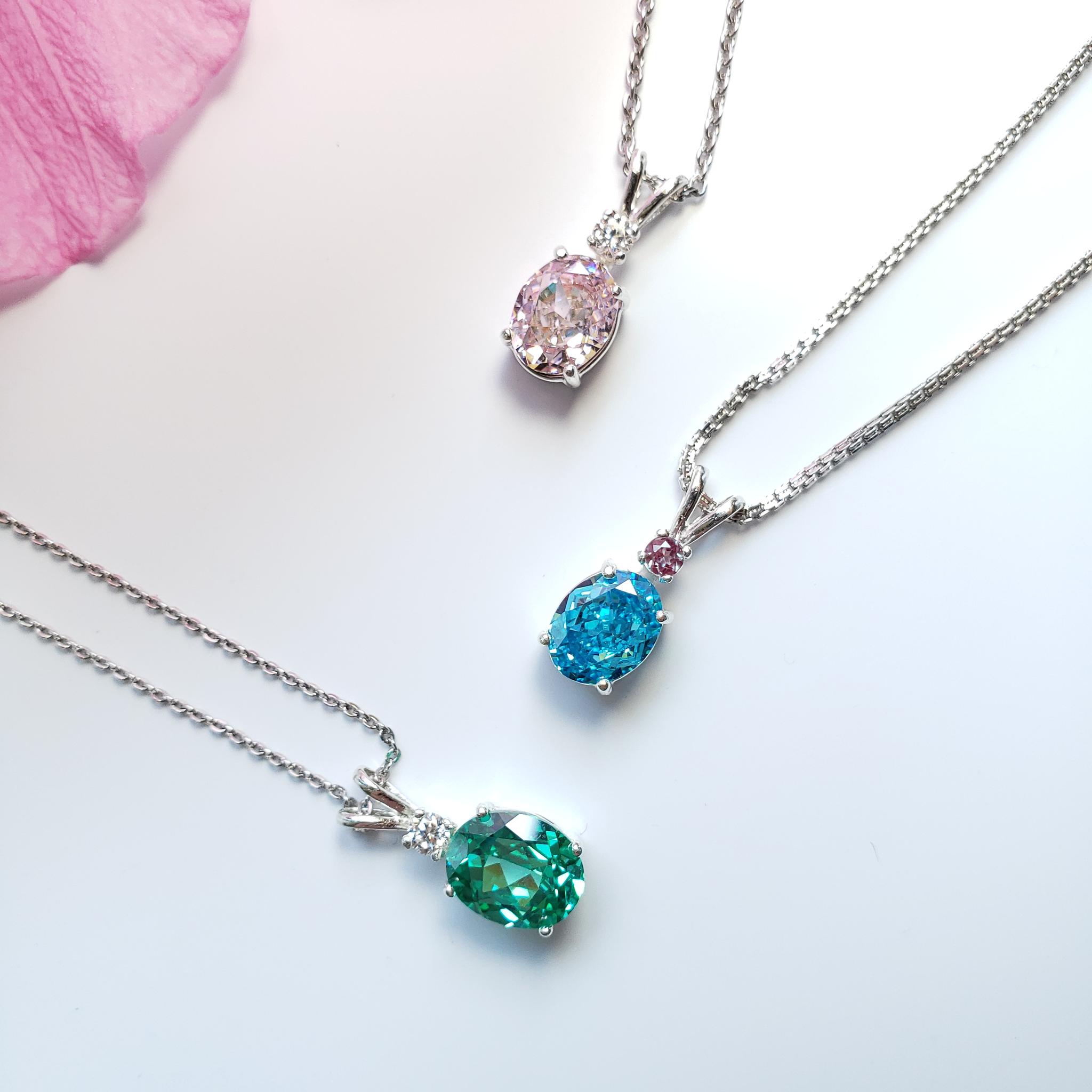 Sparkling☆ with mini stone  シルバー　ネックレス 人工パライバトルマリン　高炭素ダイヤモンド | 11枚目