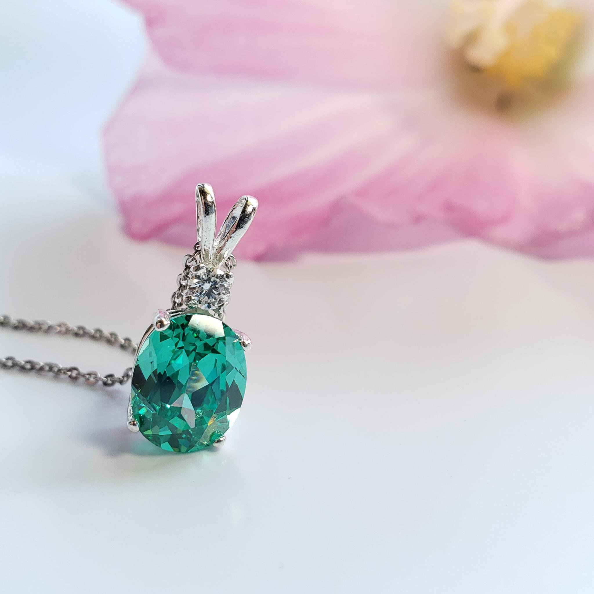 Sparkling☆ with mini stone  シルバー　ネックレス 人工パライバトルマリン　高炭素ダイヤモンド | 10枚目