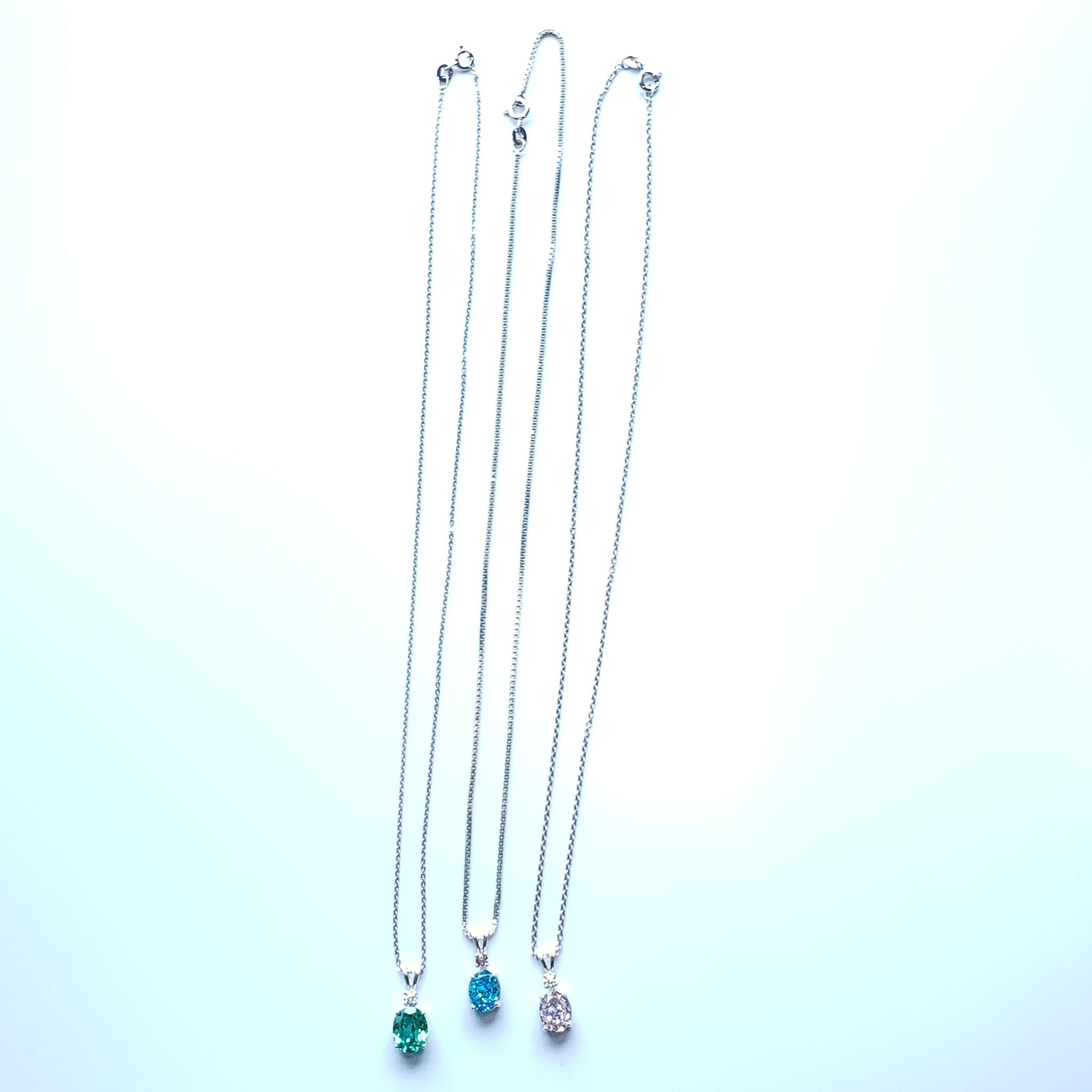 Sparkling☆ with mini stone  シルバー　ネックレス 人工パライバトルマリン　高炭素ダイヤモンド | 19枚目