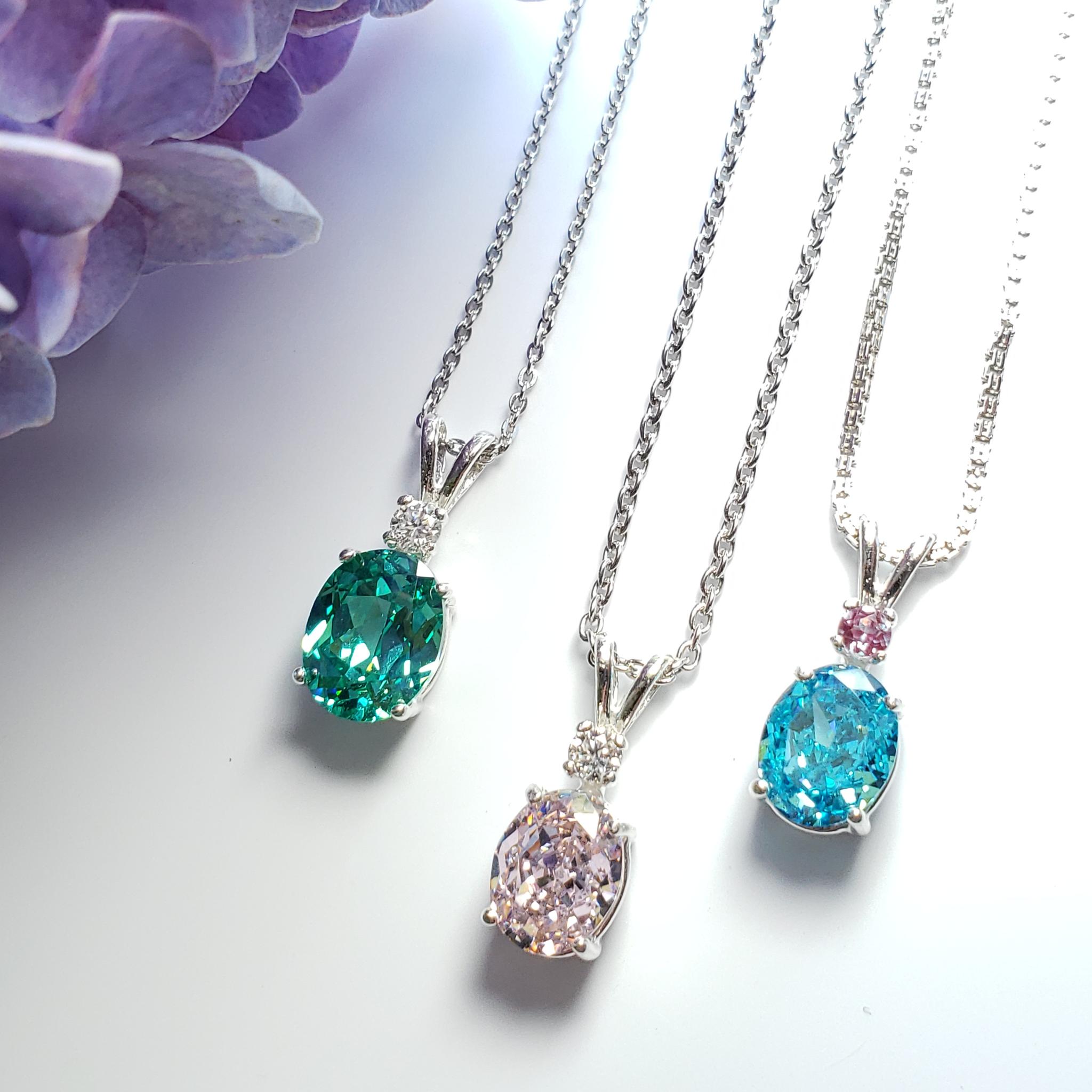 Sparkling☆ with mini stone  シルバー　ネックレス 人工パライバトルマリン　高炭素ダイヤモンド | 7枚目