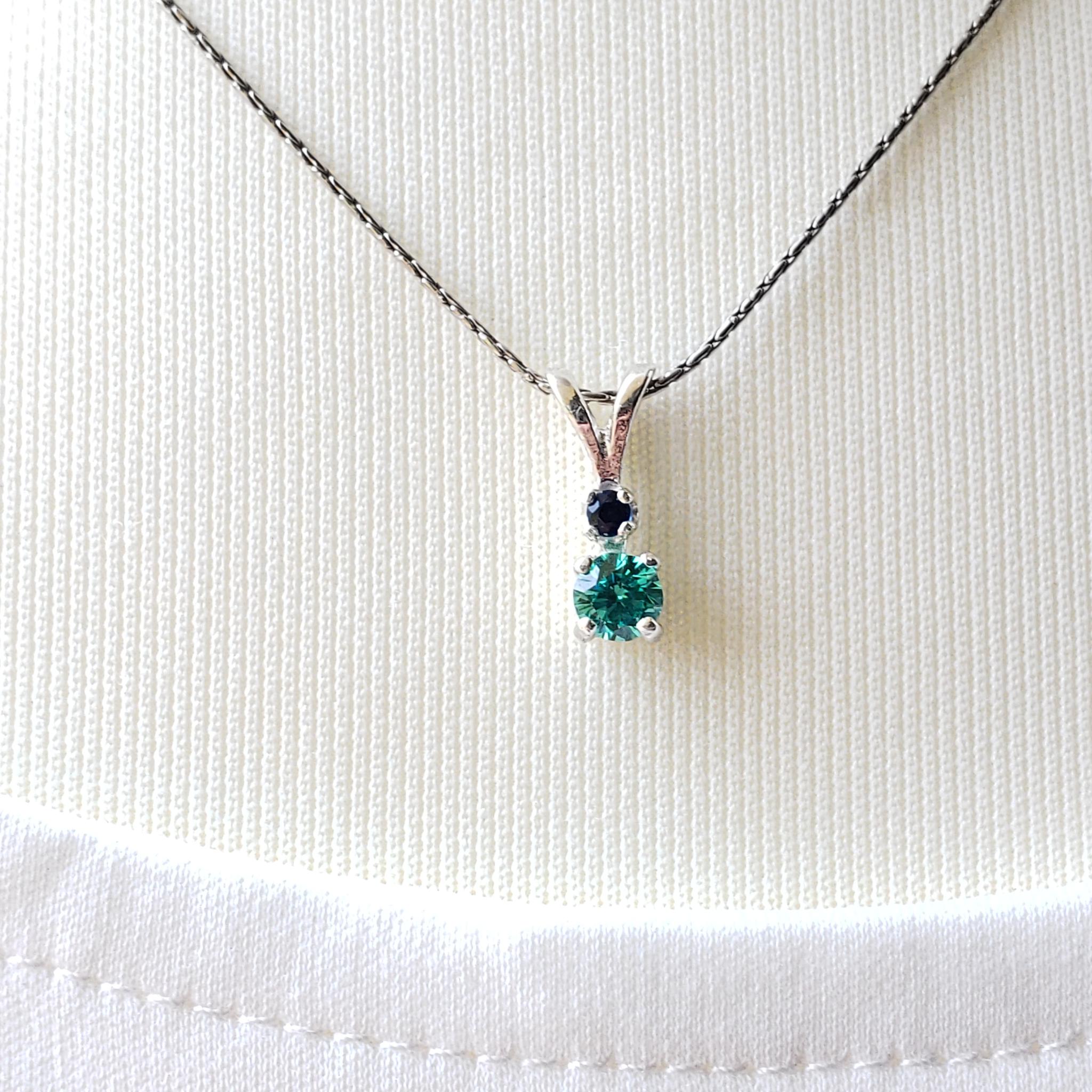 Avec petit éclat☆ 誕生石　シルバーネックレス 　奇跡の輝き　人工パライバトルマリン　4ｍｍ | 7枚目