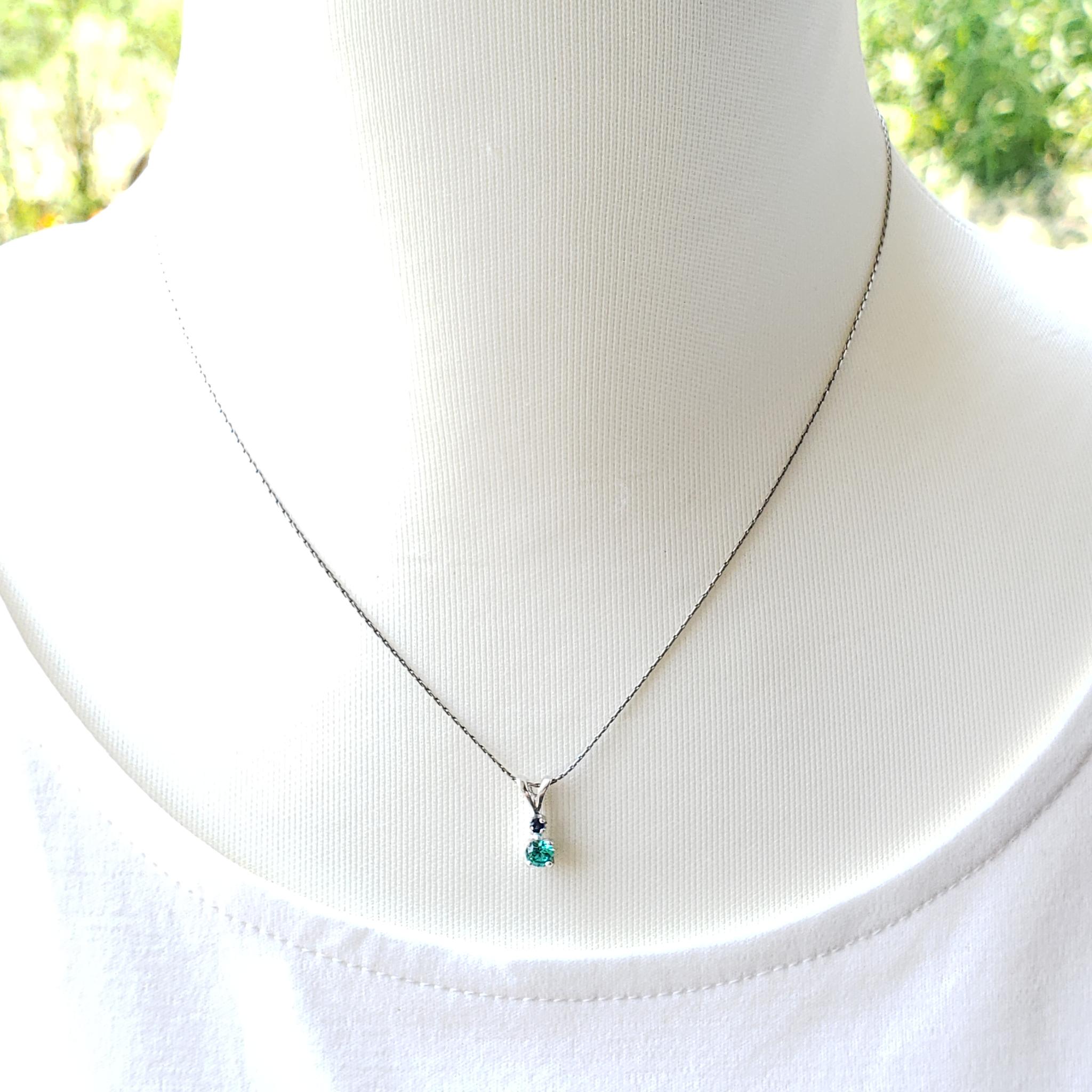 Avec petit éclat☆ 誕生石　シルバーネックレス 　奇跡の輝き　人工パライバトルマリン　4ｍｍ | 8枚目