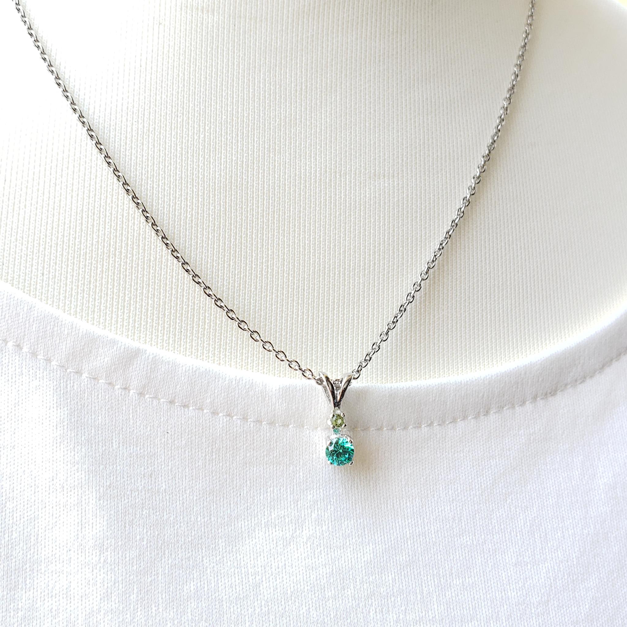 Avec petit éclat☆ 誕生石　シルバーネックレス 　奇跡の輝き　人工パライバトルマリン　4ｍｍ | 14枚目