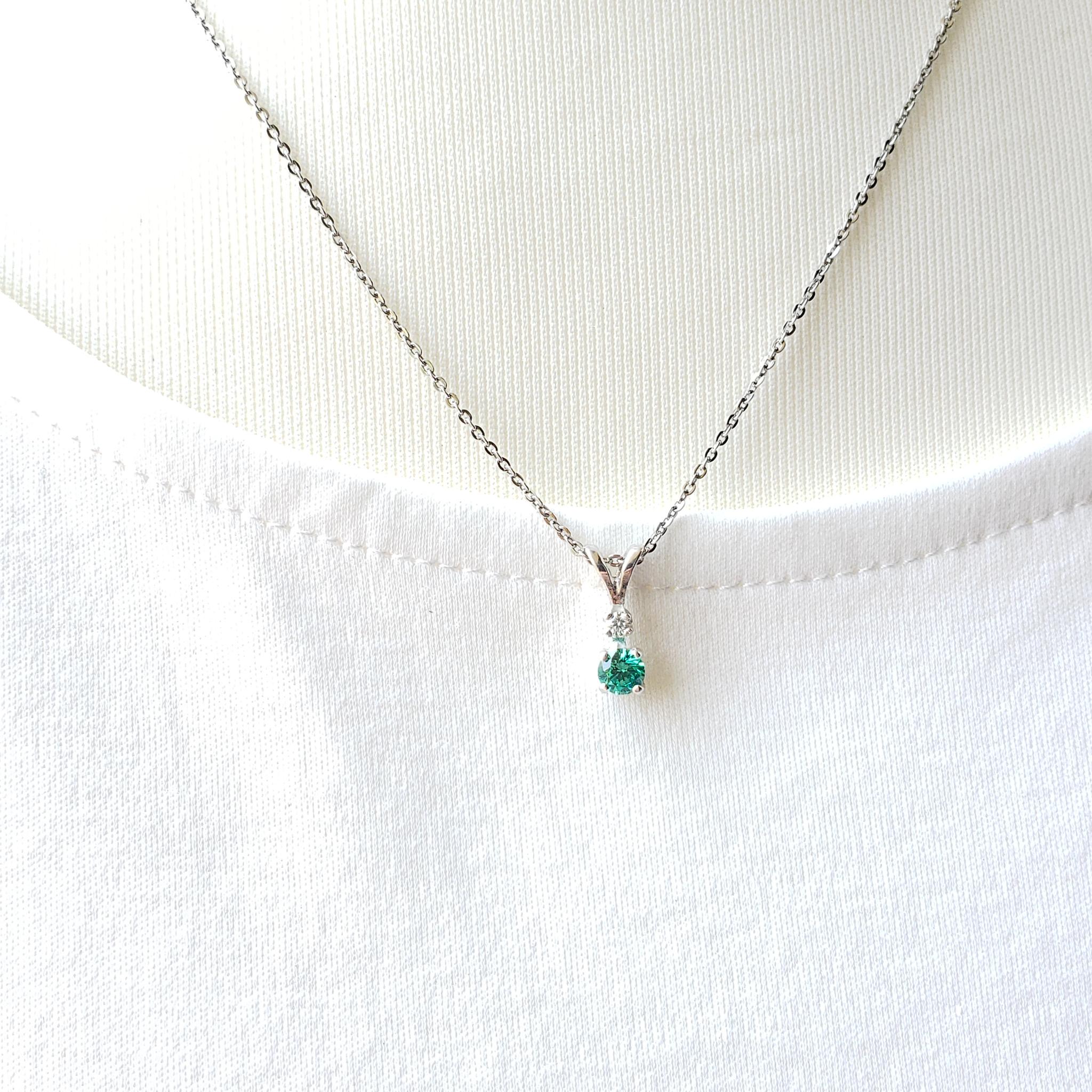 Avec petit éclat☆ 誕生石　シルバーネックレス 　奇跡の輝き　人工パライバトルマリン　4ｍｍ | 17枚目