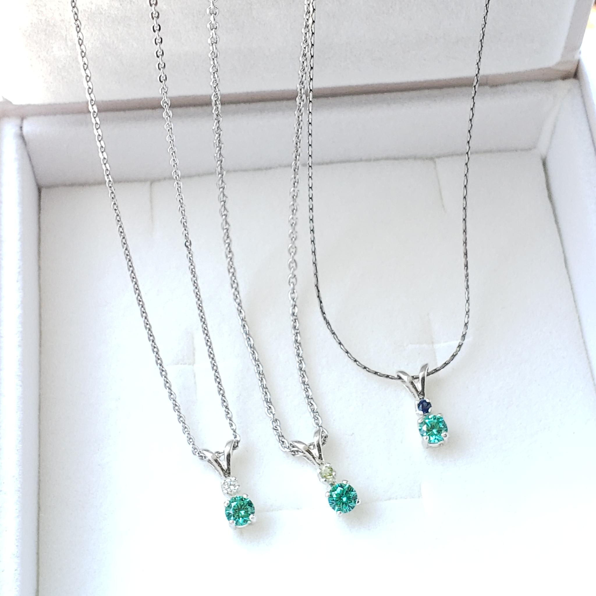 Avec petit éclat☆ 誕生石　シルバーネックレス 　奇跡の輝き　人工パライバトルマリン　4ｍｍ | 5枚目