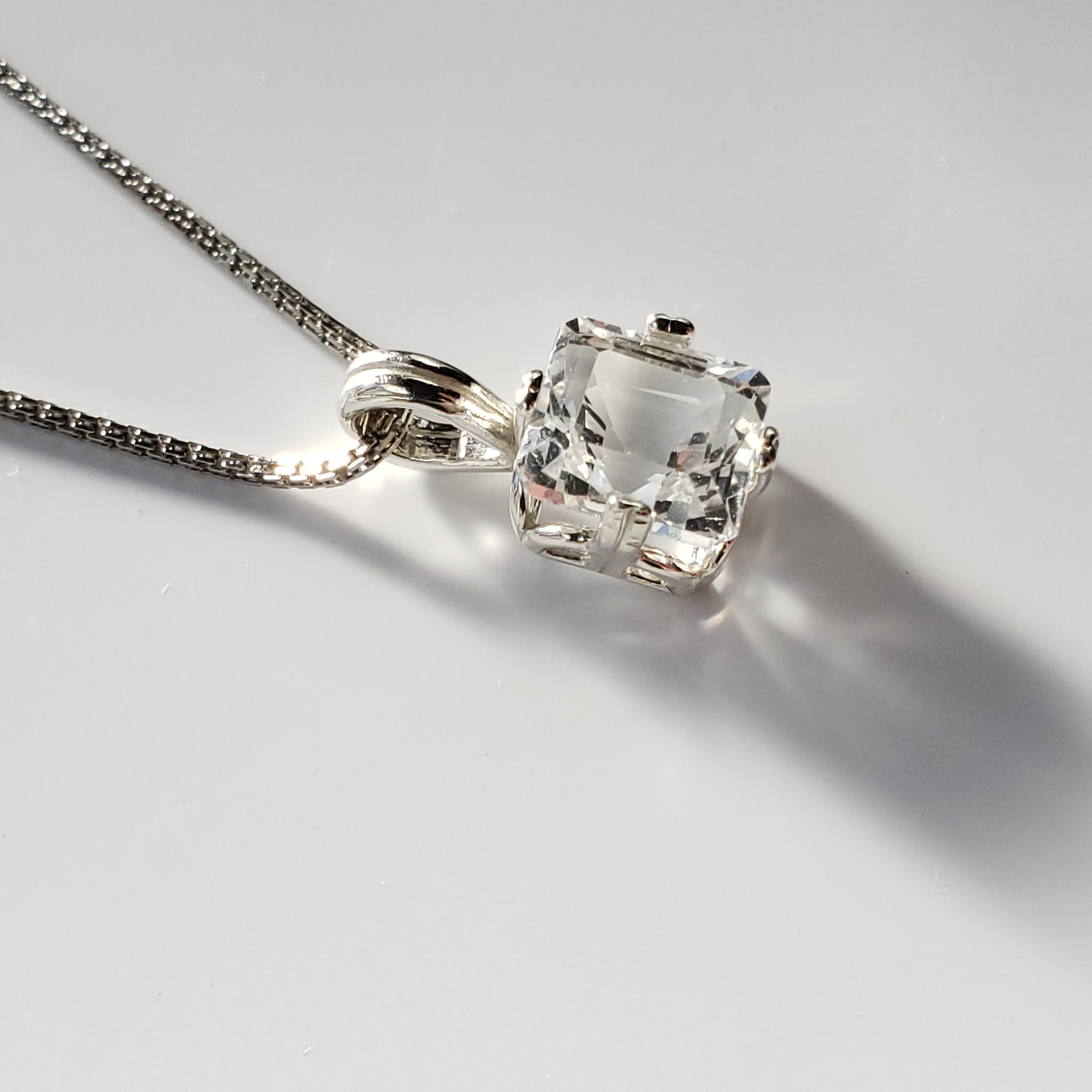 天然ホワイトトパーズ　スターリングシルバー製　ネックレス　7ｘ9ｍｍ　◇　Natural | 15枚目