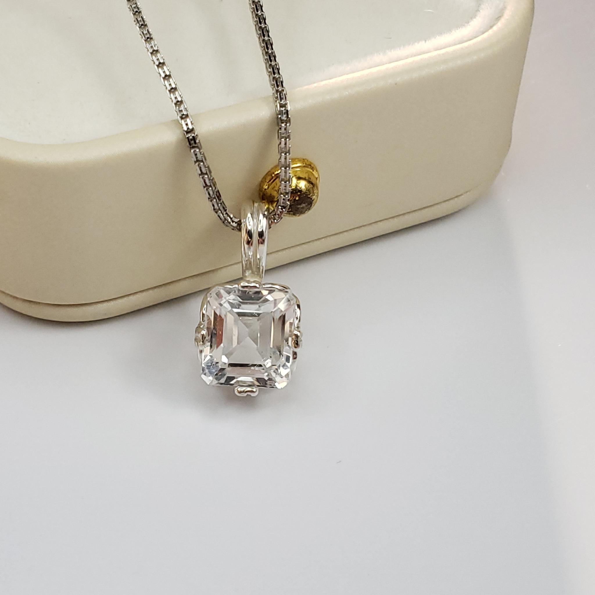 天然ホワイトトパーズ　スターリングシルバー製　ネックレス　7ｘ9ｍｍ　◇　Natural | 16枚目