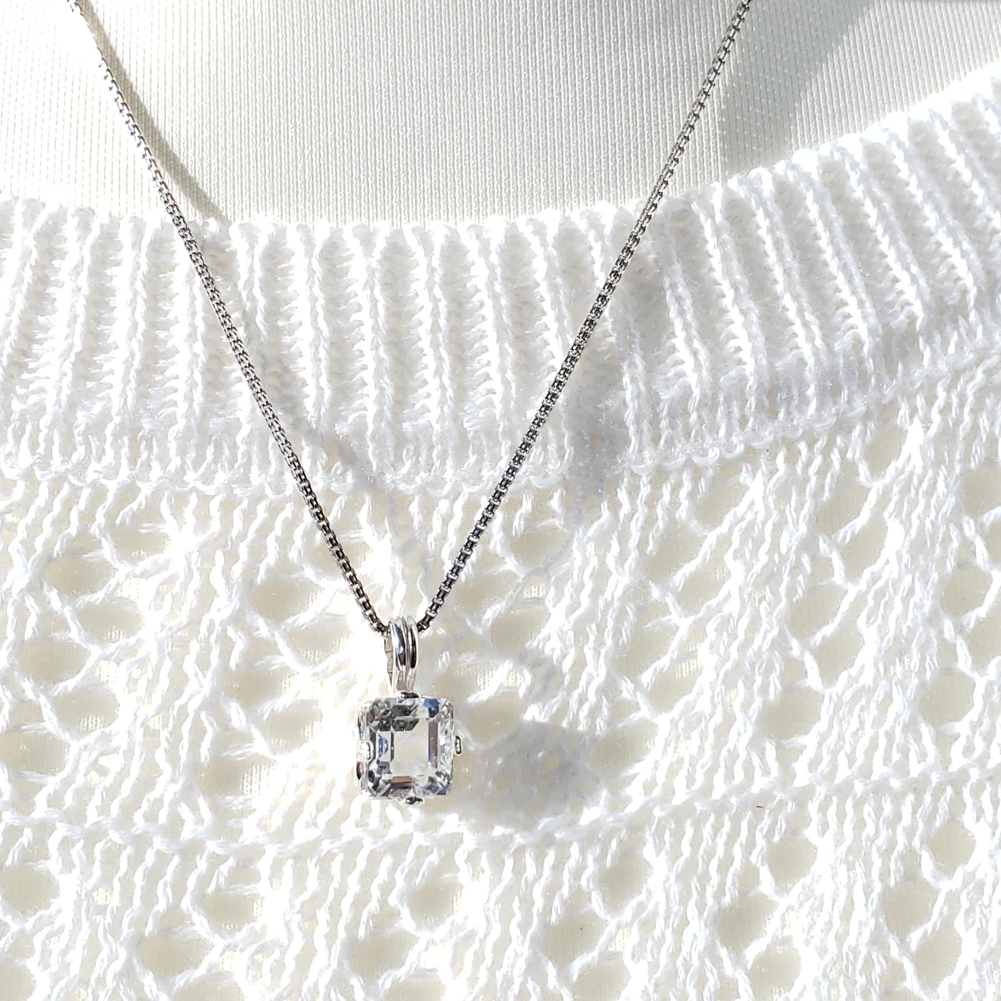 天然ホワイトトパーズ　スターリングシルバー製　ネックレス　7ｘ9ｍｍ　◇　Natural | 7枚目