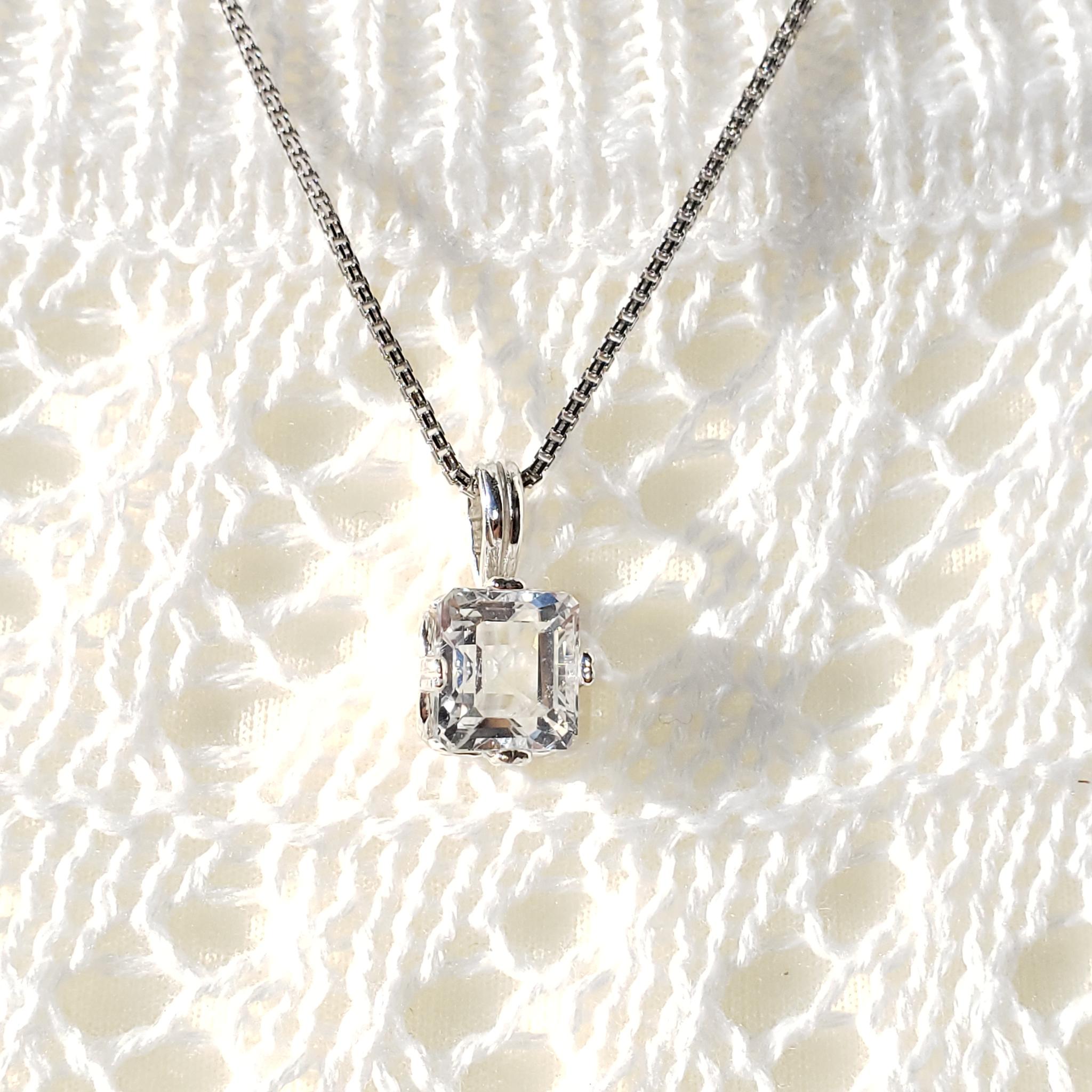 天然ホワイトトパーズ　スターリングシルバー製　ネックレス　7ｘ9ｍｍ　◇　Natural | 8枚目