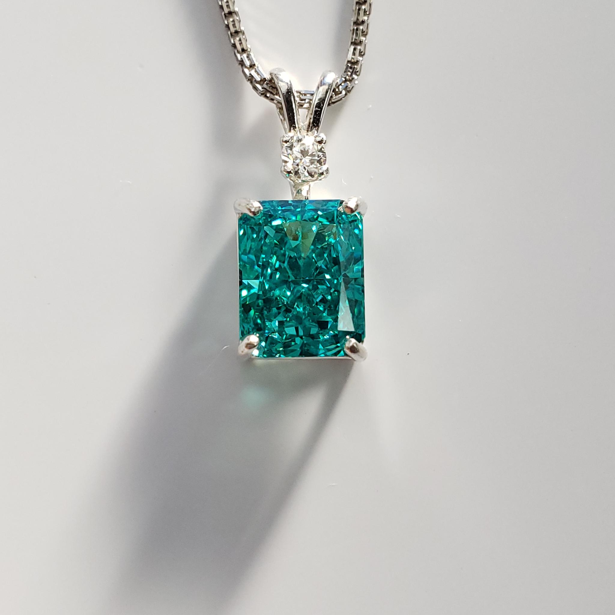 高炭素ダイヤモンド　レクタングル10ｘ8mm　パライバトルマリン 　モアサナイト S925　◇Diamond beach | 1枚目