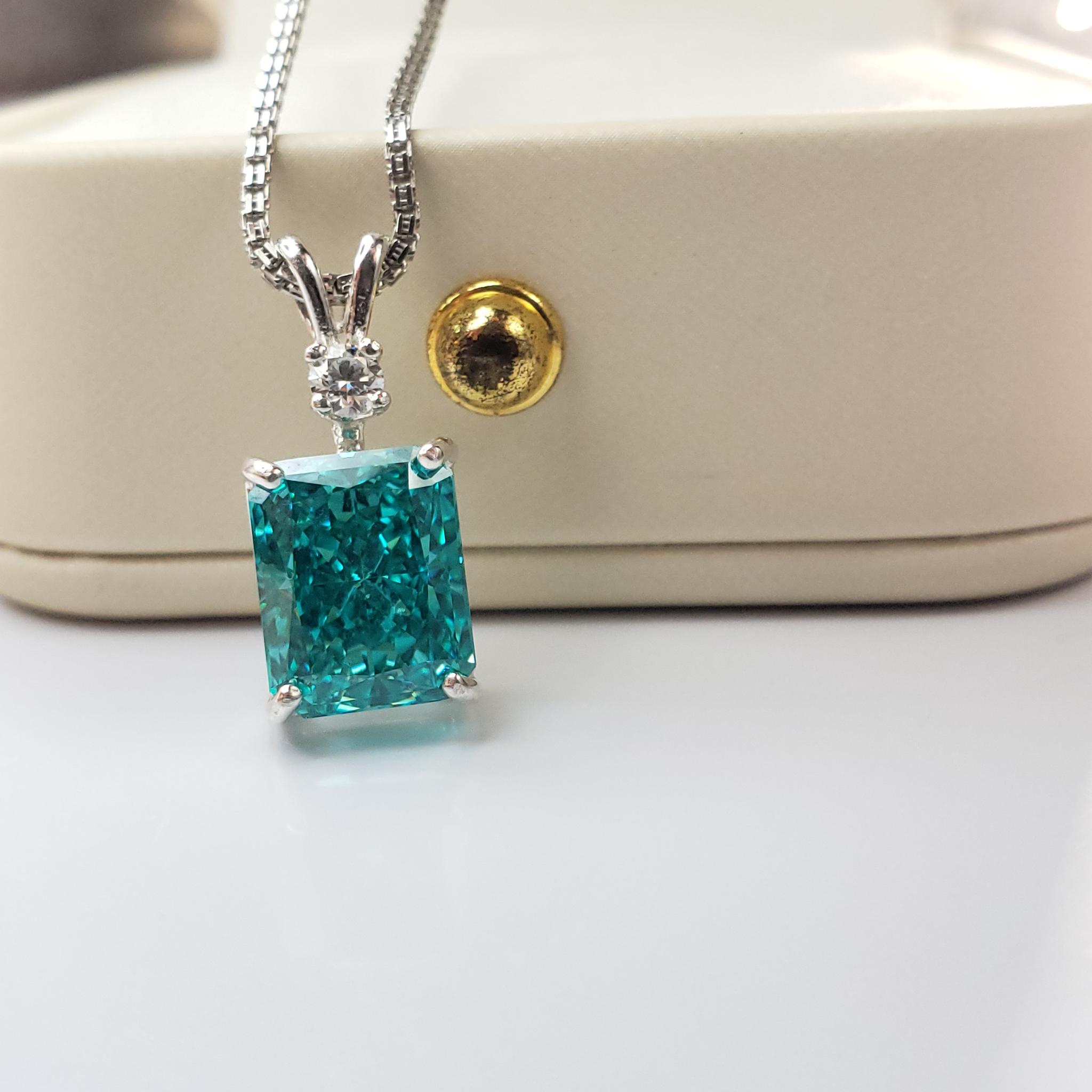 高炭素ダイヤモンド　レクタングル10ｘ8mm　パライバトルマリン 　モアサナイト S925　◇Diamond beach | 10枚目