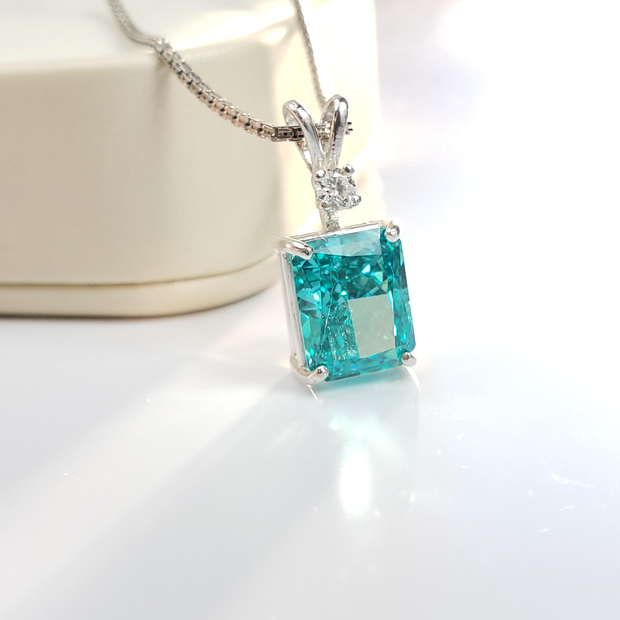 高炭素ダイヤモンド　レクタングル10ｘ8mm　パライバトルマリン 　モアサナイト S925　◇Diamond beach | 16枚目