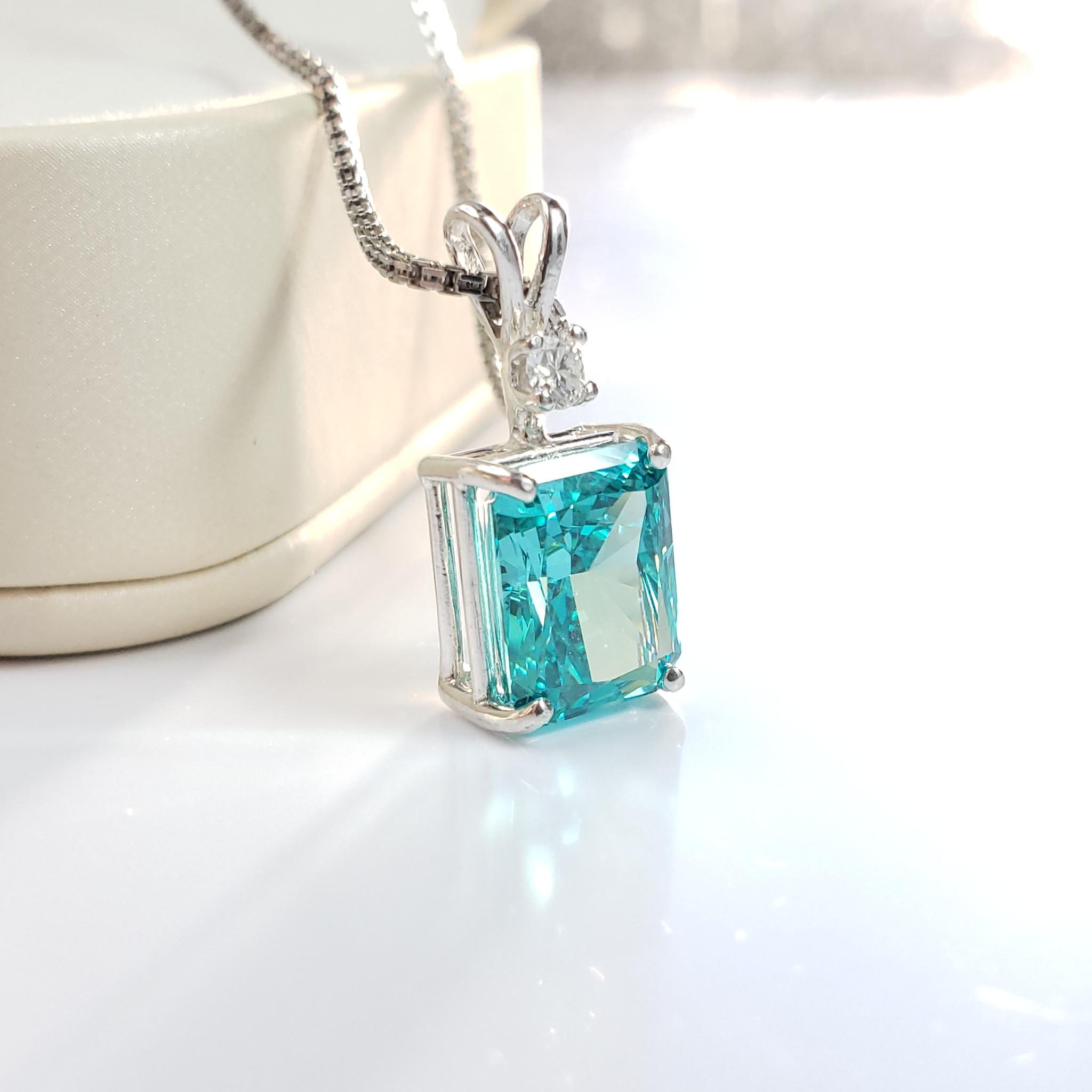 高炭素ダイヤモンド　レクタングル10ｘ8mm　パライバトルマリン 　モアサナイト S925　◇Diamond beach | 17枚目