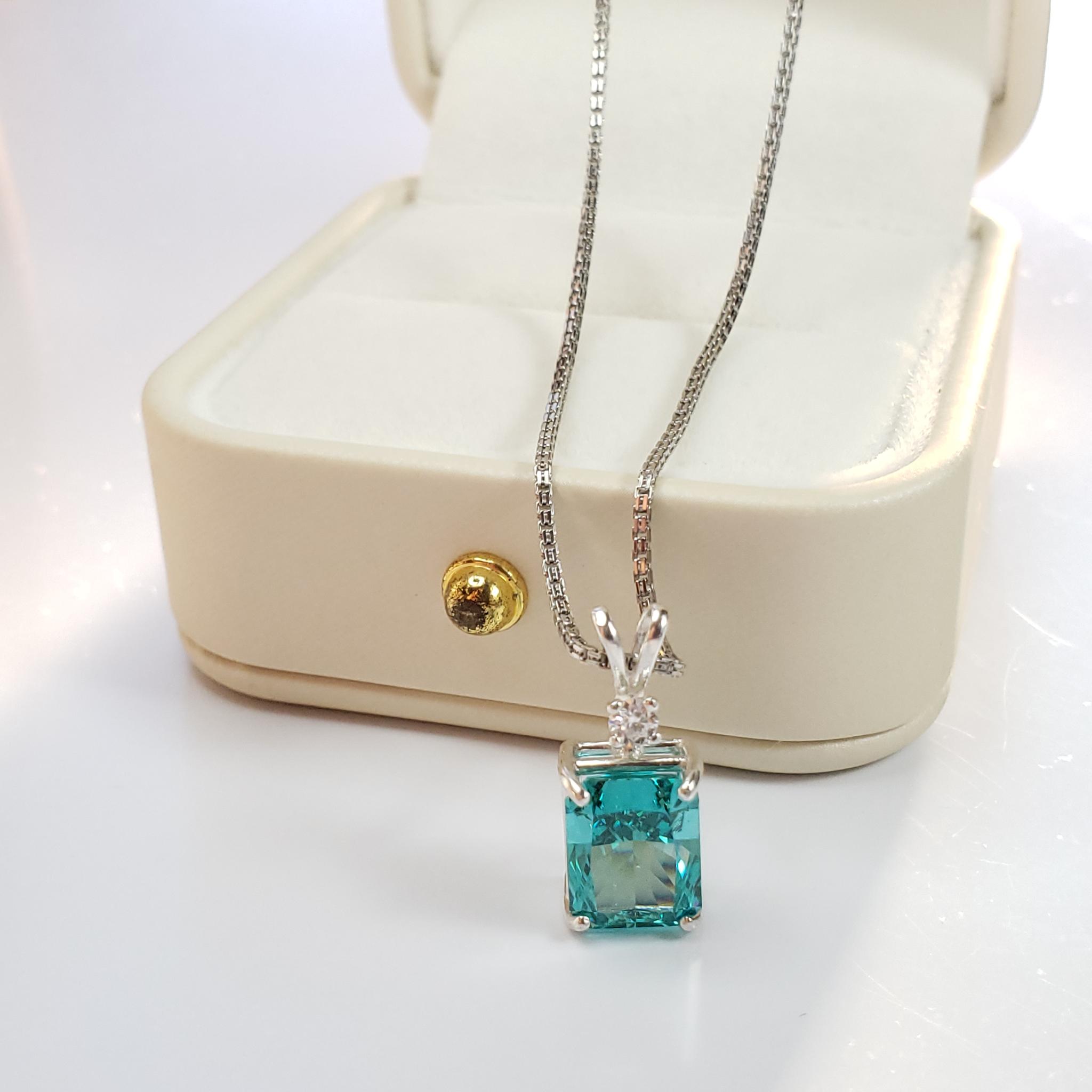 高炭素ダイヤモンド　レクタングル10ｘ8mm　パライバトルマリン 　モアサナイト S925　◇Diamond beach | 18枚目