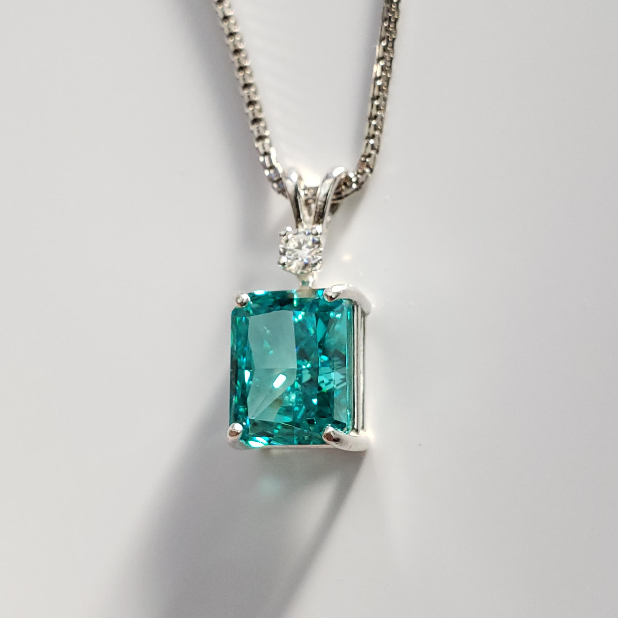 高炭素ダイヤモンド　レクタングル10ｘ8mm　パライバトルマリン 　モアサナイト S925　◇Diamond beach | 2枚目