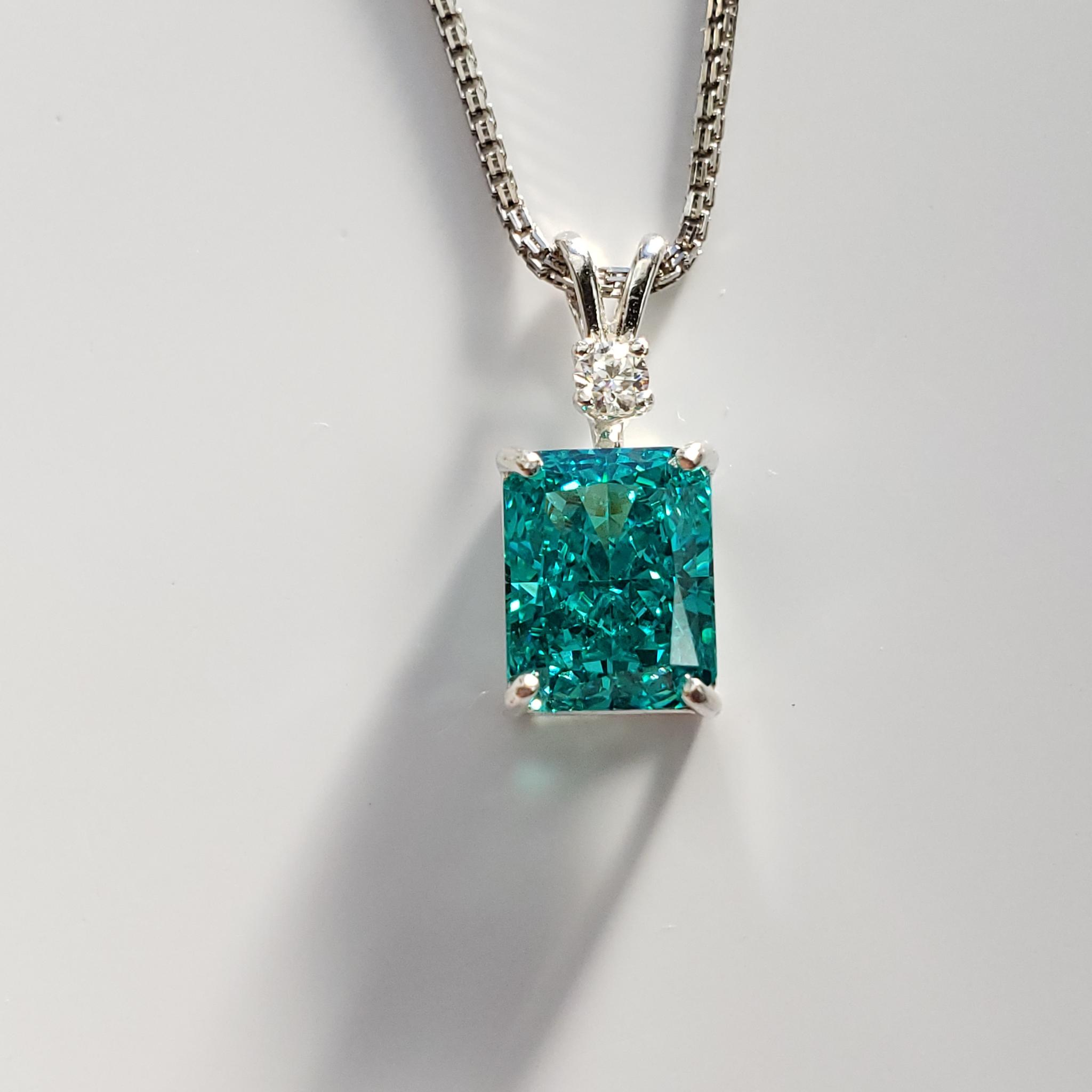 高炭素ダイヤモンド　レクタングル10ｘ8mm　パライバトルマリン 　モアサナイト S925　◇Diamond beach | 3枚目