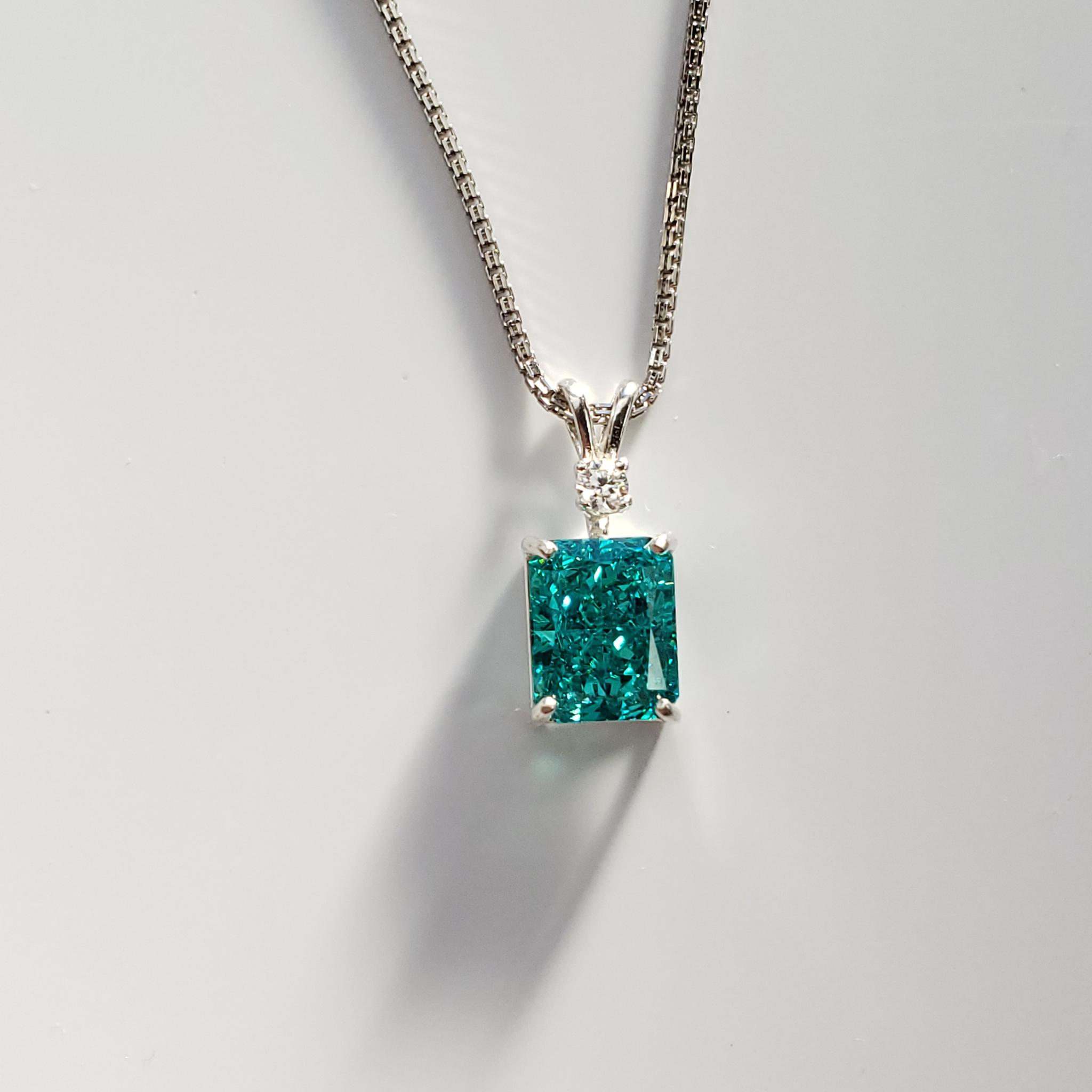 高炭素ダイヤモンド　レクタングル10ｘ8mm　パライバトルマリン 　モアサナイト S925　◇Diamond beach | 5枚目