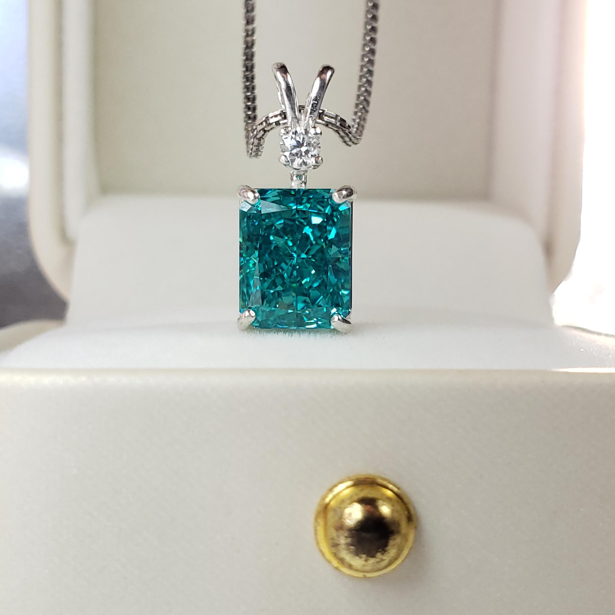 高炭素ダイヤモンド　レクタングル10ｘ8mm　パライバトルマリン 　モアサナイト S925　◇Diamond beach | 8枚目