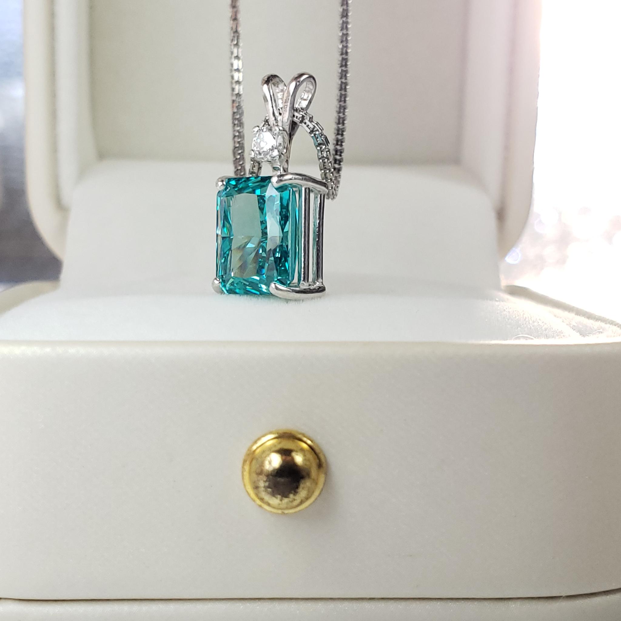 高炭素ダイヤモンド　レクタングル10ｘ8mm　パライバトルマリン 　モアサナイト S925　◇Diamond beach | 9枚目