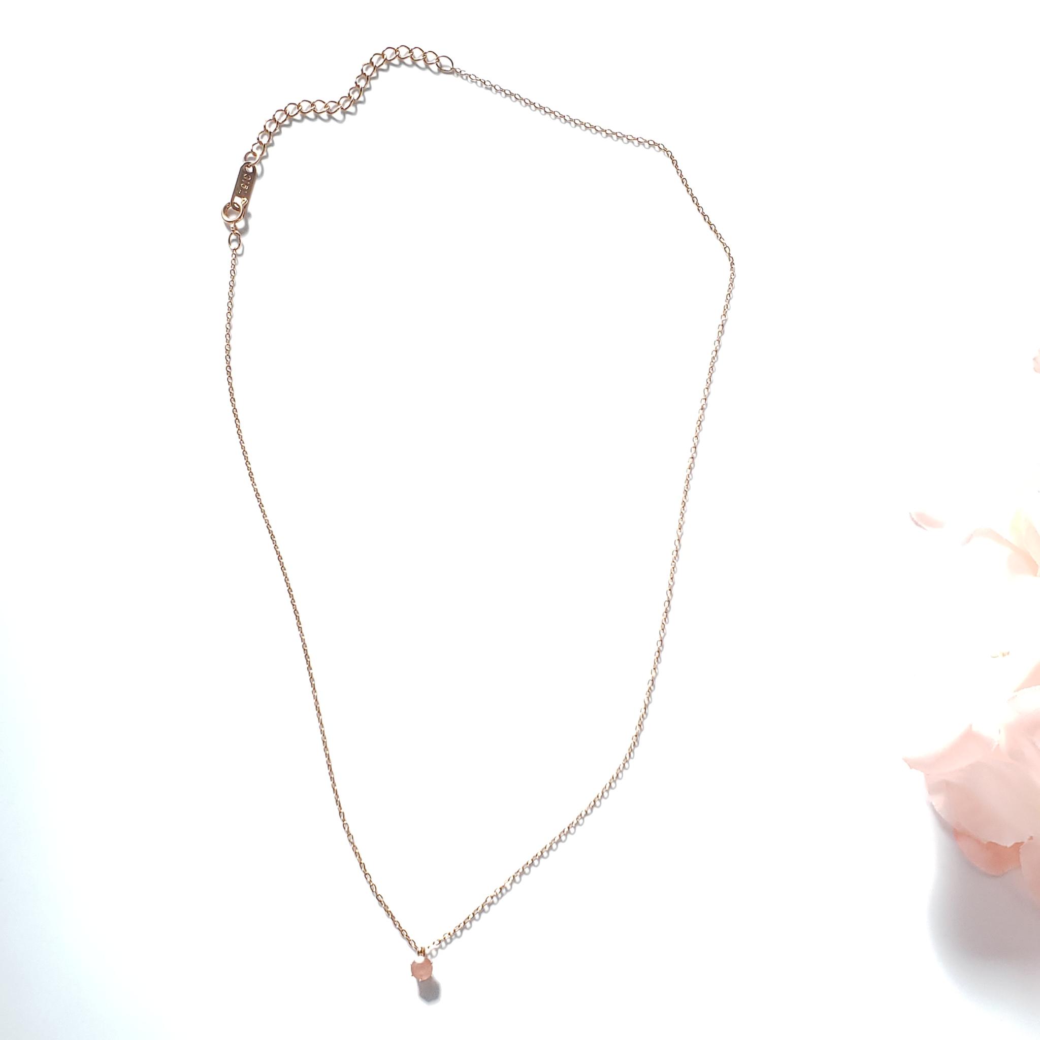 ピーチピンク　サージカルステンレス　天然　インカローズ　ファセットカット　4ｍｍ　ネックレス　◇Natural | 5枚目