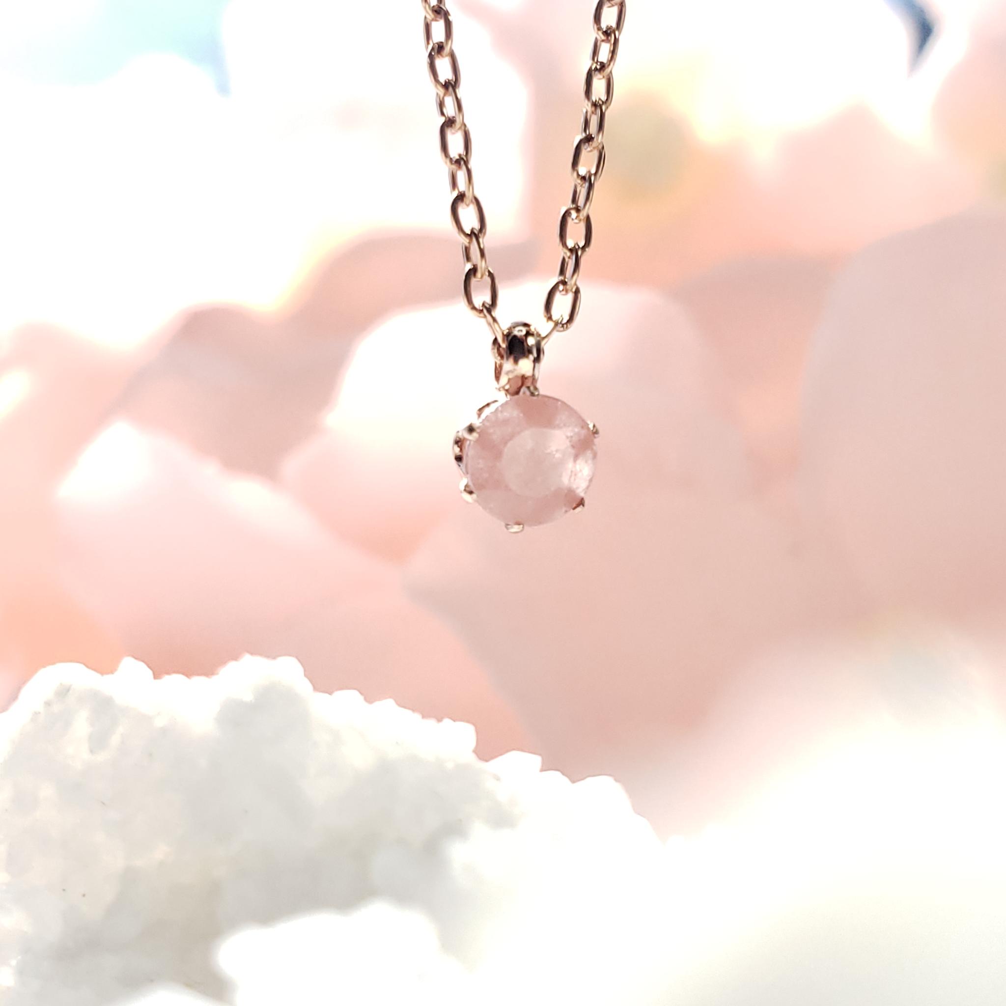 ピーチピンク　サージカルステンレス　天然　インカローズ　ファセットカット　4ｍｍ　ネックレス　◇Natural | 6枚目