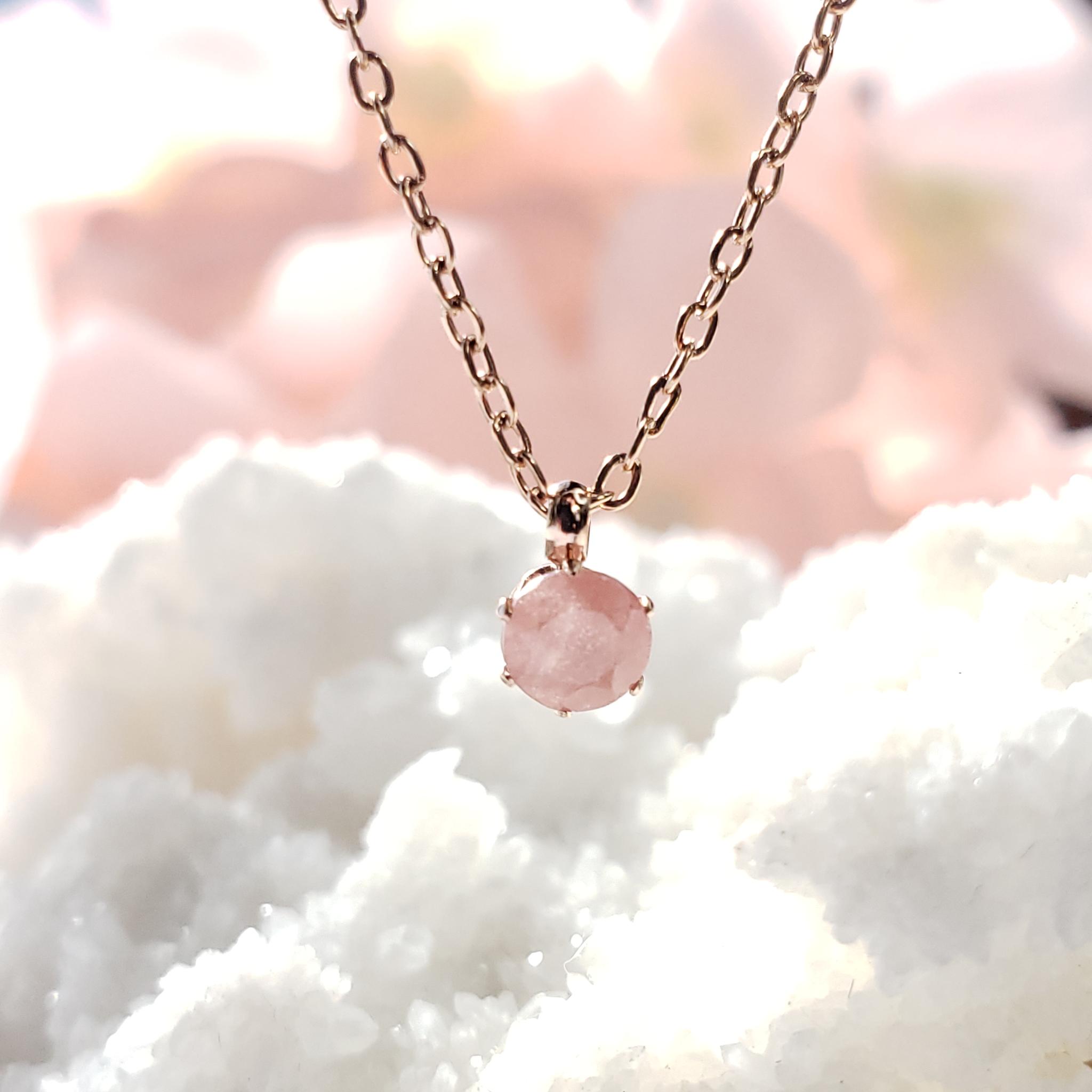 ピーチピンク　サージカルステンレス　天然　インカローズ　ファセットカット　4ｍｍ　ネックレス　◇Natural | 7枚目