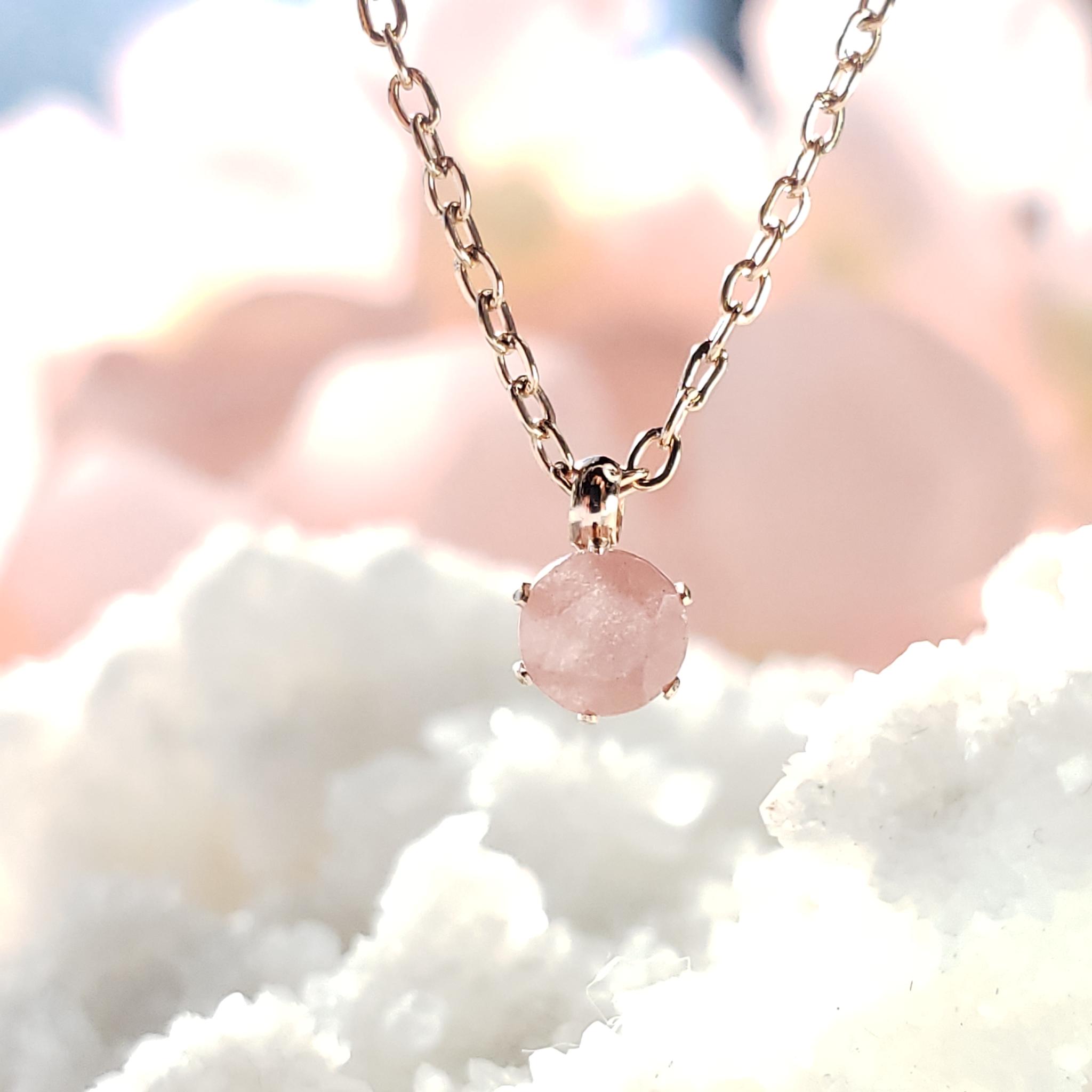 ピーチピンク　サージカルステンレス　天然　インカローズ　ファセットカット　4ｍｍ　ネックレス　◇Natural | 8枚目