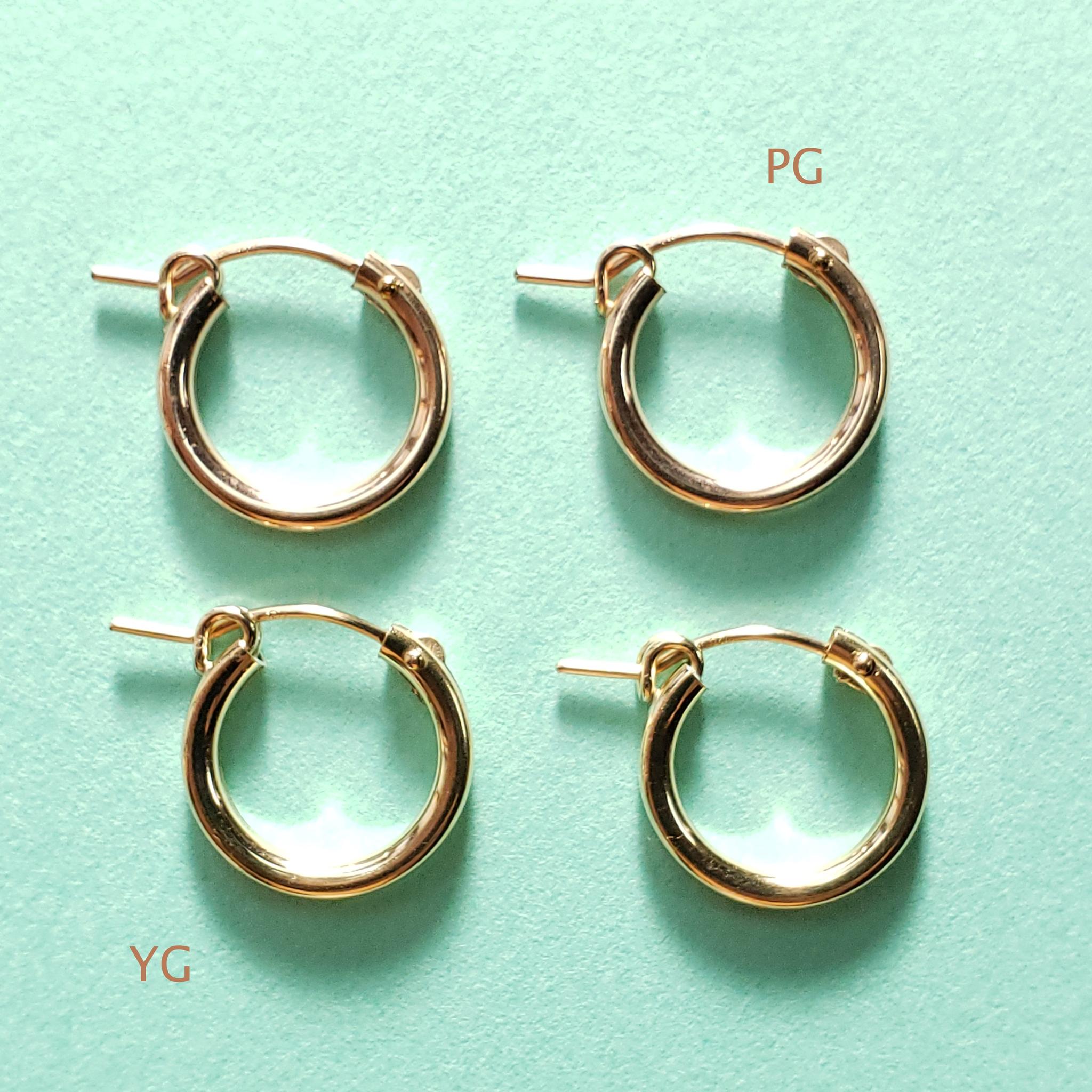 14Kgf　フープピアス　φ15ｍｍ　イエローゴールド　ピンクゴールド　◇　Basic Jewelries