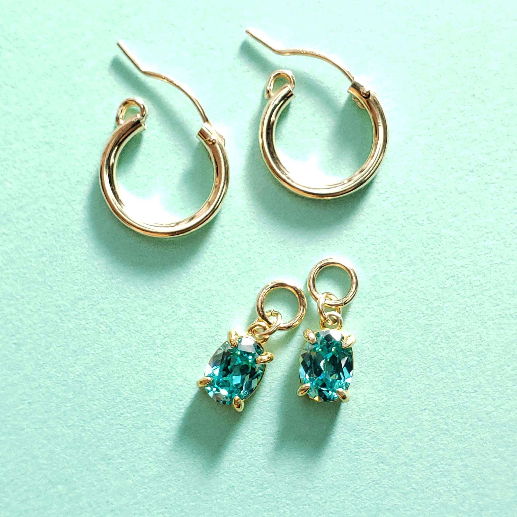 チャーム　パライバトルマリン　人工宝石　オーバル　8ｘ6mm　ブラジル産天然トルマリン粉末混ルース | 2枚目