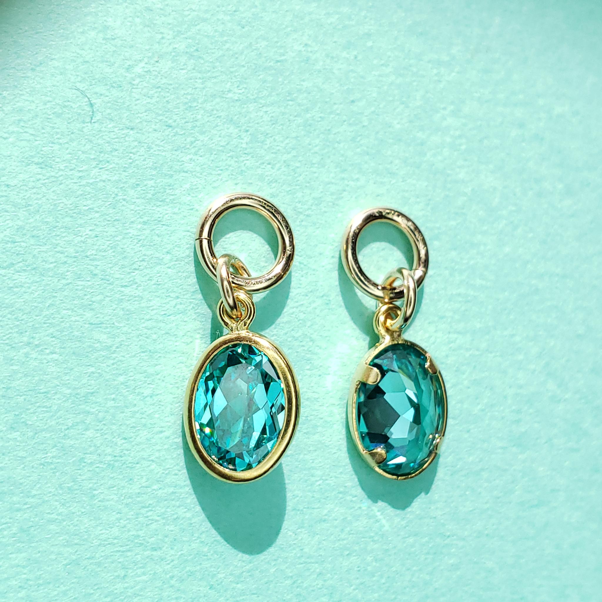 ALL 14Kgf　チャーム　パライバトルマリン　人工宝石　オーバル　8ｘ6mm　ブラジル産天然トルマリン粉末混ルース