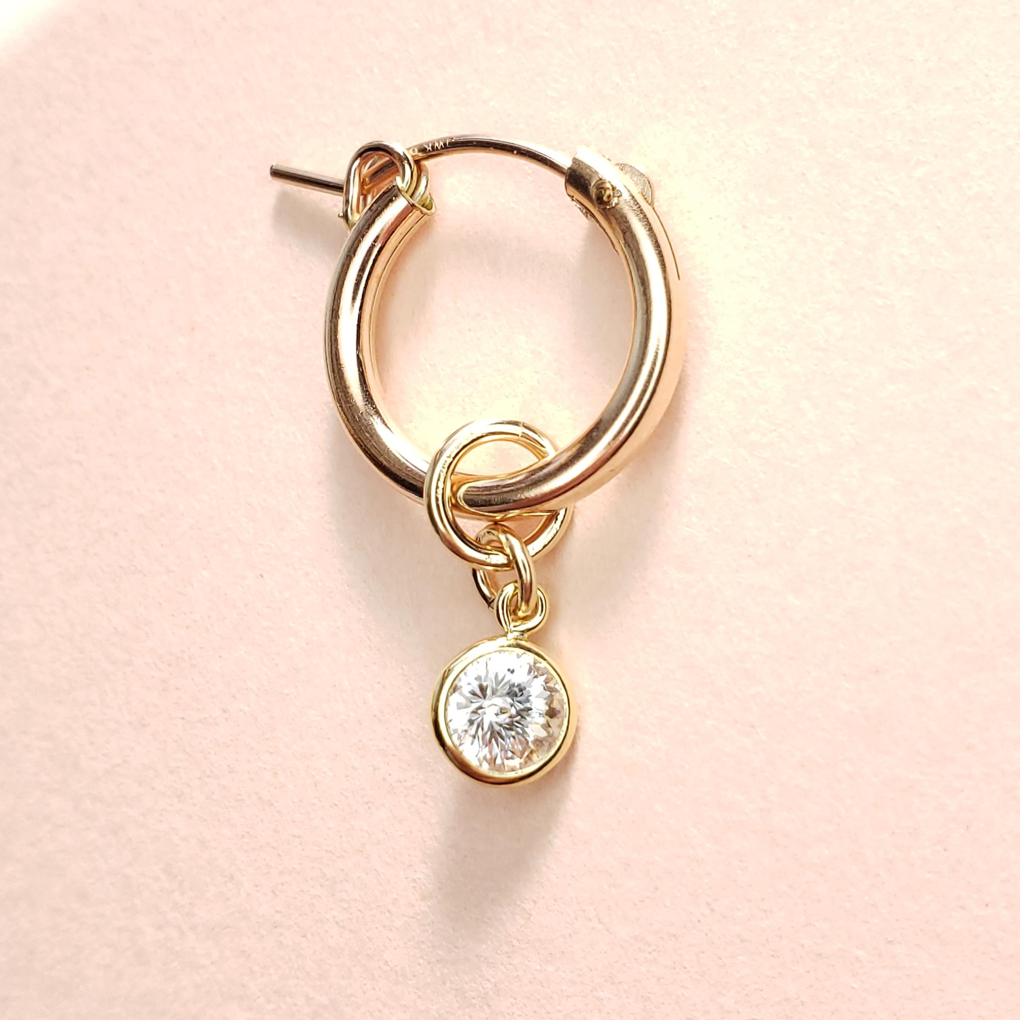 ベゼル 14Kgf　チャーム　キラッキラ(*_*)　エンペラーカット　モアサナイト　Dカラー　5ｍｍ　品質証明書付き | 5枚目