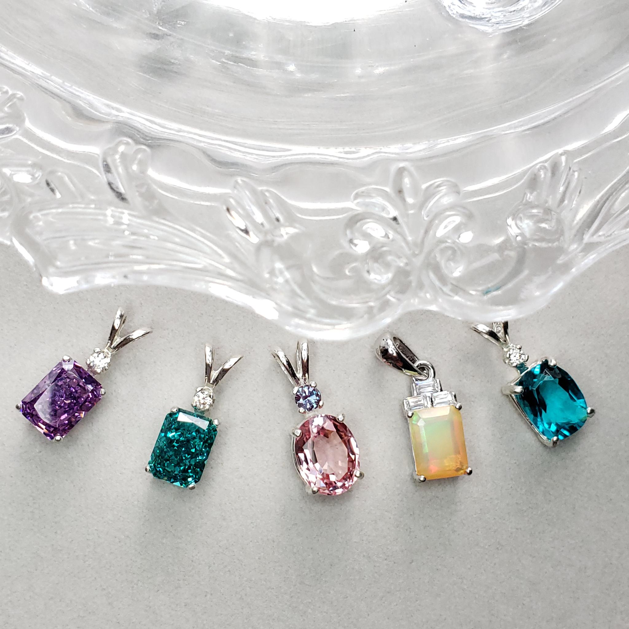 Avec petit ?clat☆　合成パライバトルマリン　小さなモアサナイト付　ネックレストップ　 合成石　シルバー製 | 11枚目