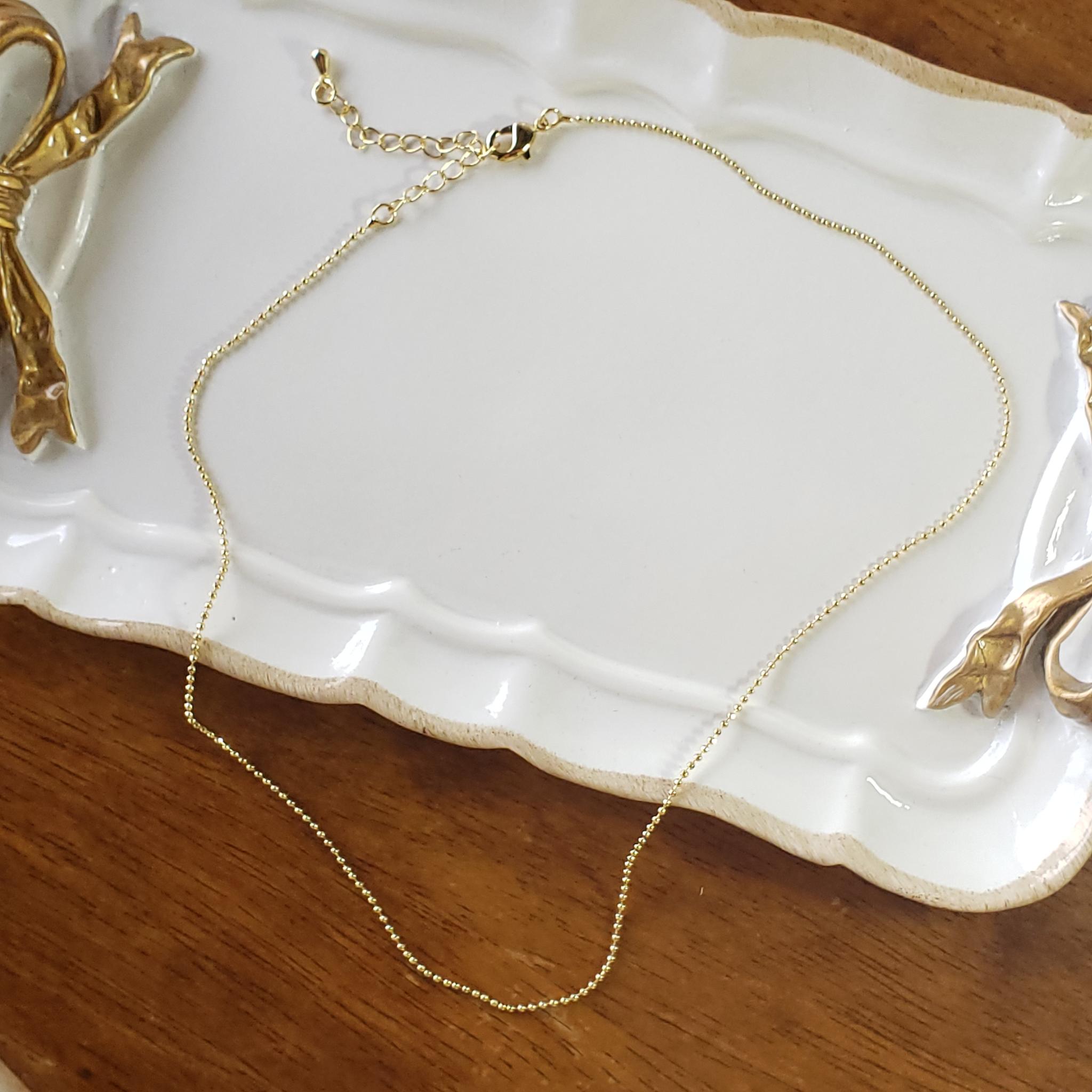 麗しいゴールドの輝き　18Kgf　細ボールチェーンネックレス　DIY　重ね付け　チャーム用 | 3枚目