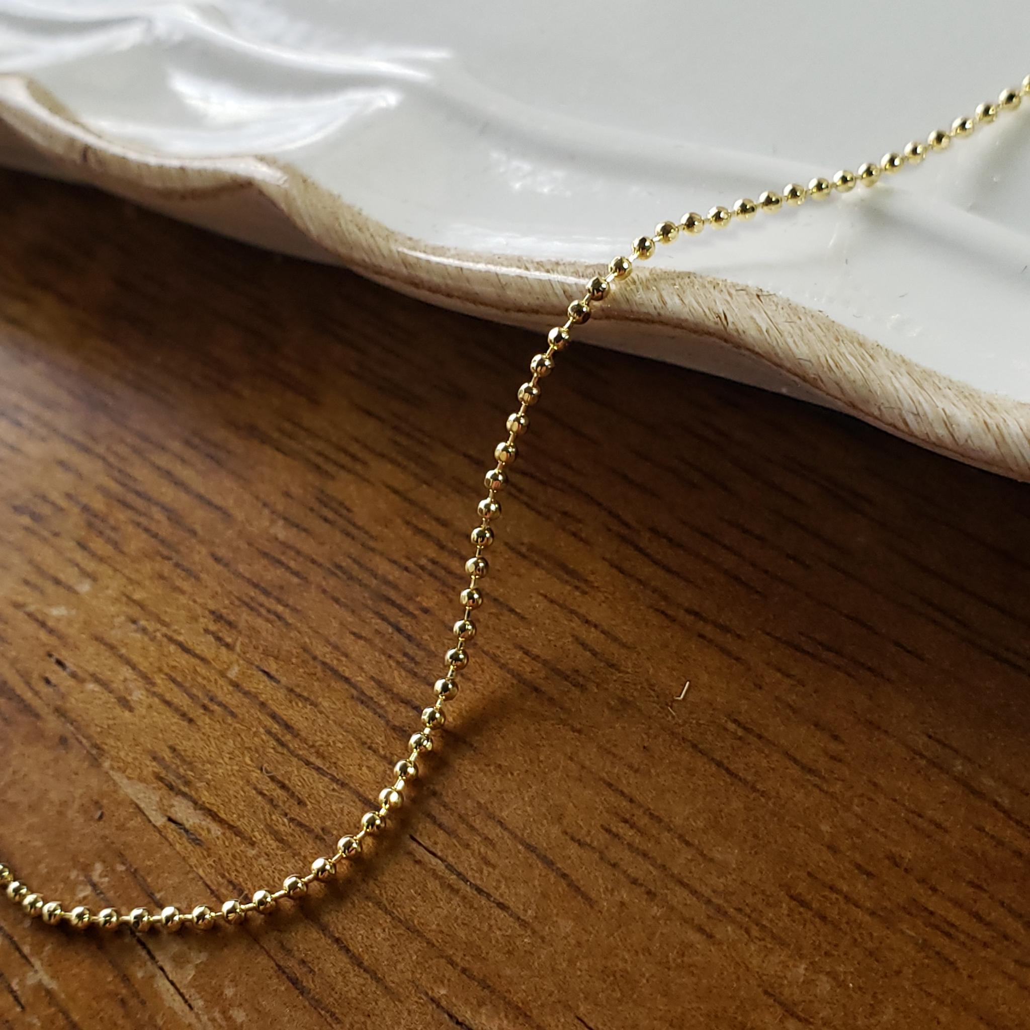 麗しいゴールドの輝き　18Kgf　細ボールチェーンネックレス　DIY　重ね付け　チャーム用 | 4枚目