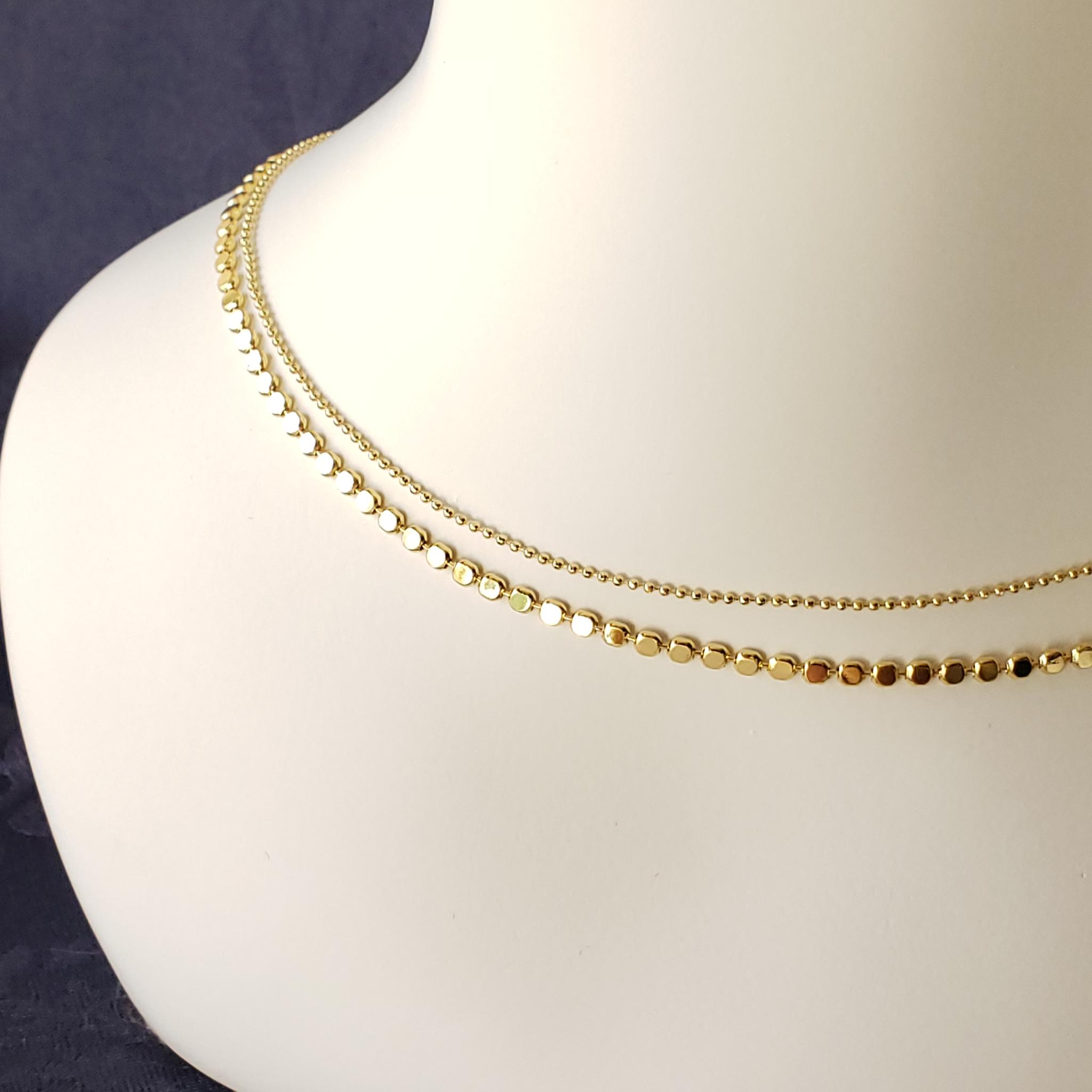 麗しいゴールドの輝き　18Kgf　細ボールチェーンネックレス　DIY　重ね付け　チャーム用 | 7枚目