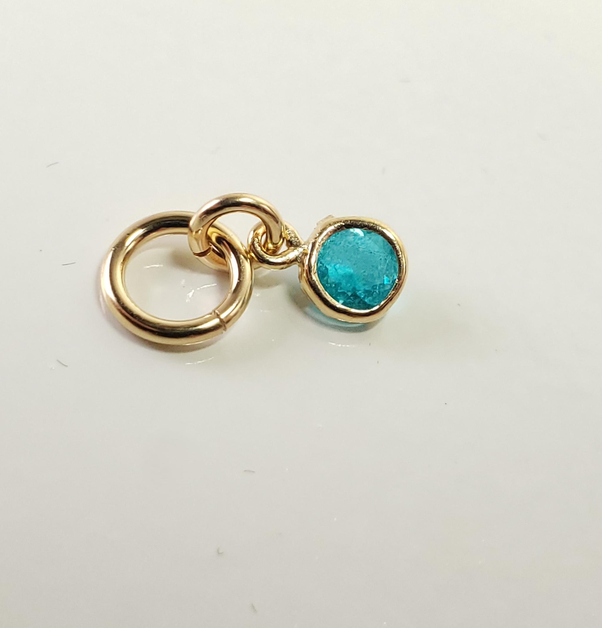 チャーム 14Kgf　パライバトルマリン　人工宝石　4ｍｍ　ラウンドファセットカット　ブラジル産天然トルマリン粉末+1 | 10枚目