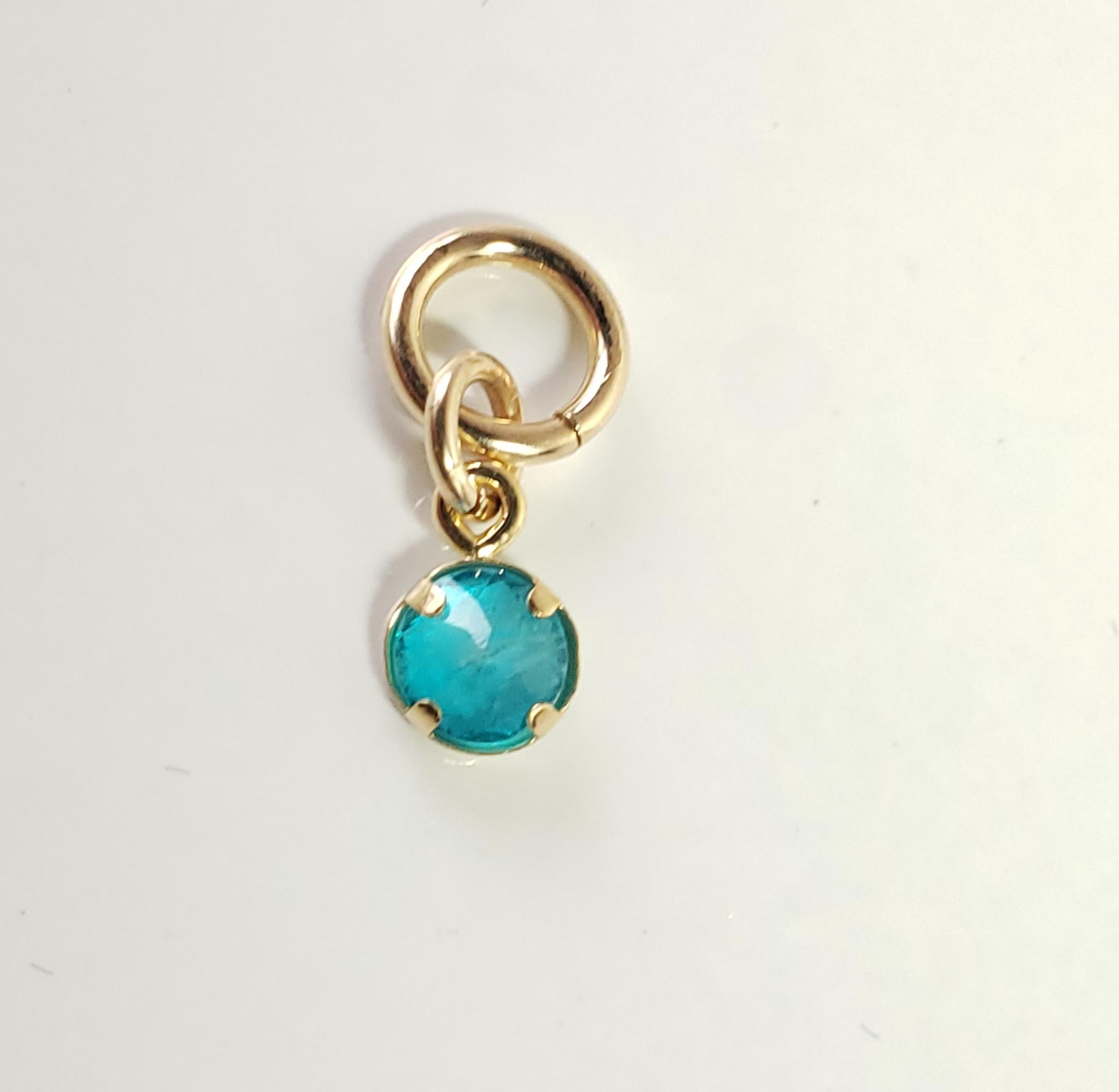 チャーム 14Kgf　パライバトルマリン　人工宝石　4ｍｍ　ラウンドファセットカット　ブラジル産天然トルマリン粉末+1 | 11枚目