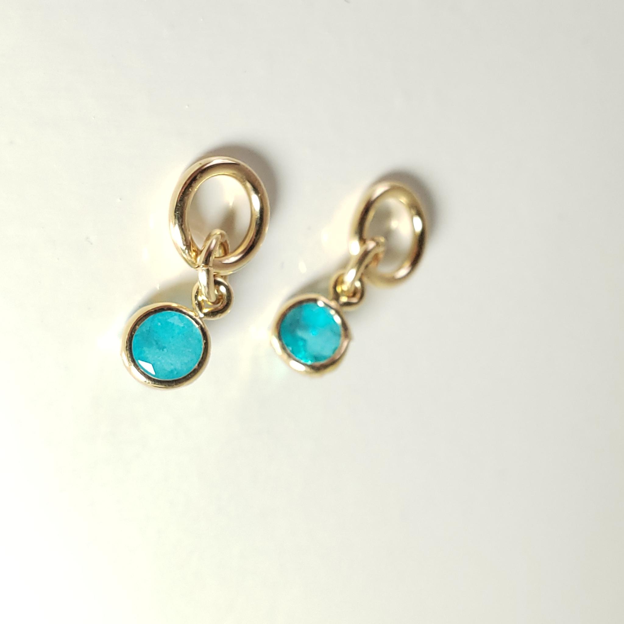 チャーム 14Kgf　パライバトルマリン　人工宝石　4ｍｍ　ラウンドファセットカット　ブラジル産天然トルマリン粉末+1 | 13枚目