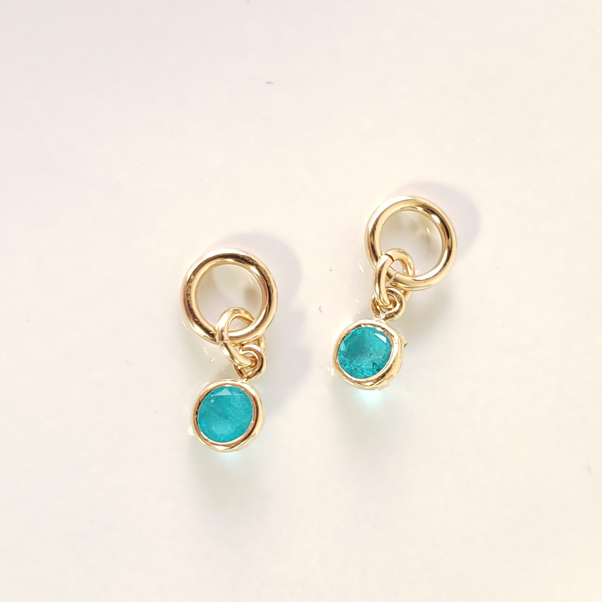 チャーム 14Kgf　パライバトルマリン　人工宝石　4ｍｍ　ラウンドファセットカット　ブラジル産天然トルマリン粉末+1 | 4枚目