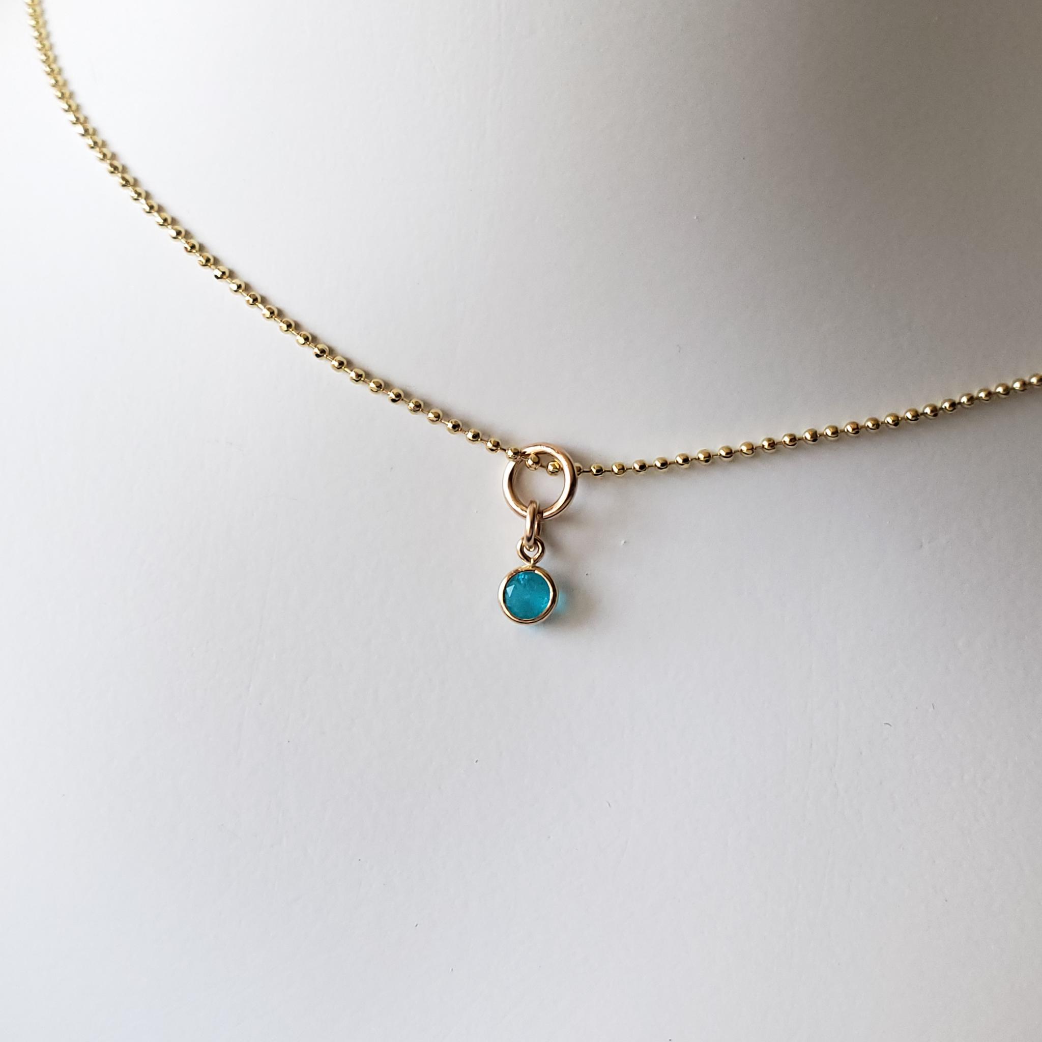 チャーム 14Kgf　パライバトルマリン　人工宝石　4ｍｍ　ラウンドファセットカット　ブラジル産天然トルマリン粉末+1 | 7枚目