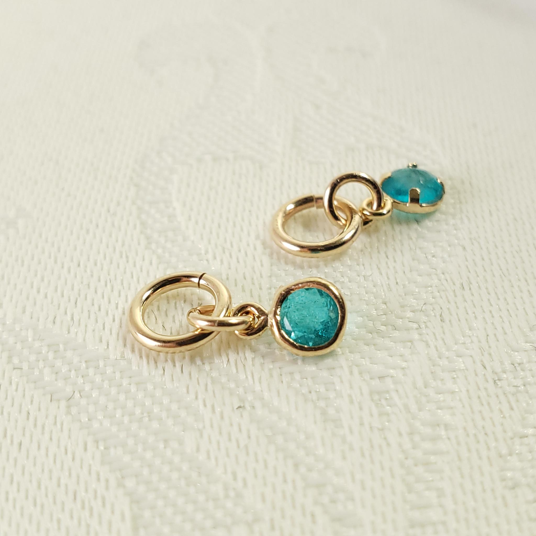 チャーム 14Kgf　パライバトルマリン　人工宝石　4ｍｍ　ラウンドファセットカット　ブラジル産天然トルマリン粉末+1 | 9枚目