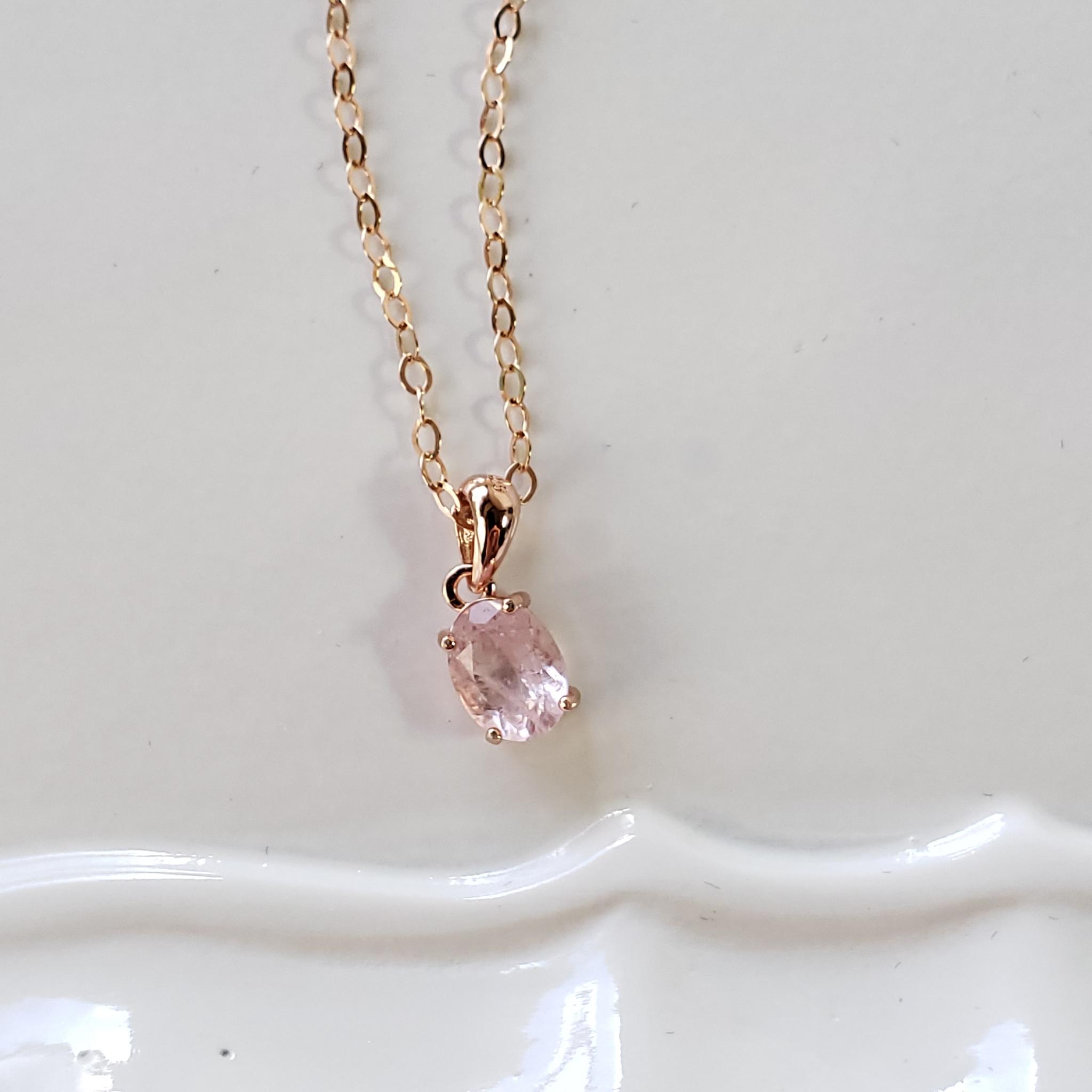 桜色ピンク　ローズゴールドネックレス　S925　天然　モルガナイト　ファセットカット　8ｘ6ｍｍ　◇Natural | 3枚目