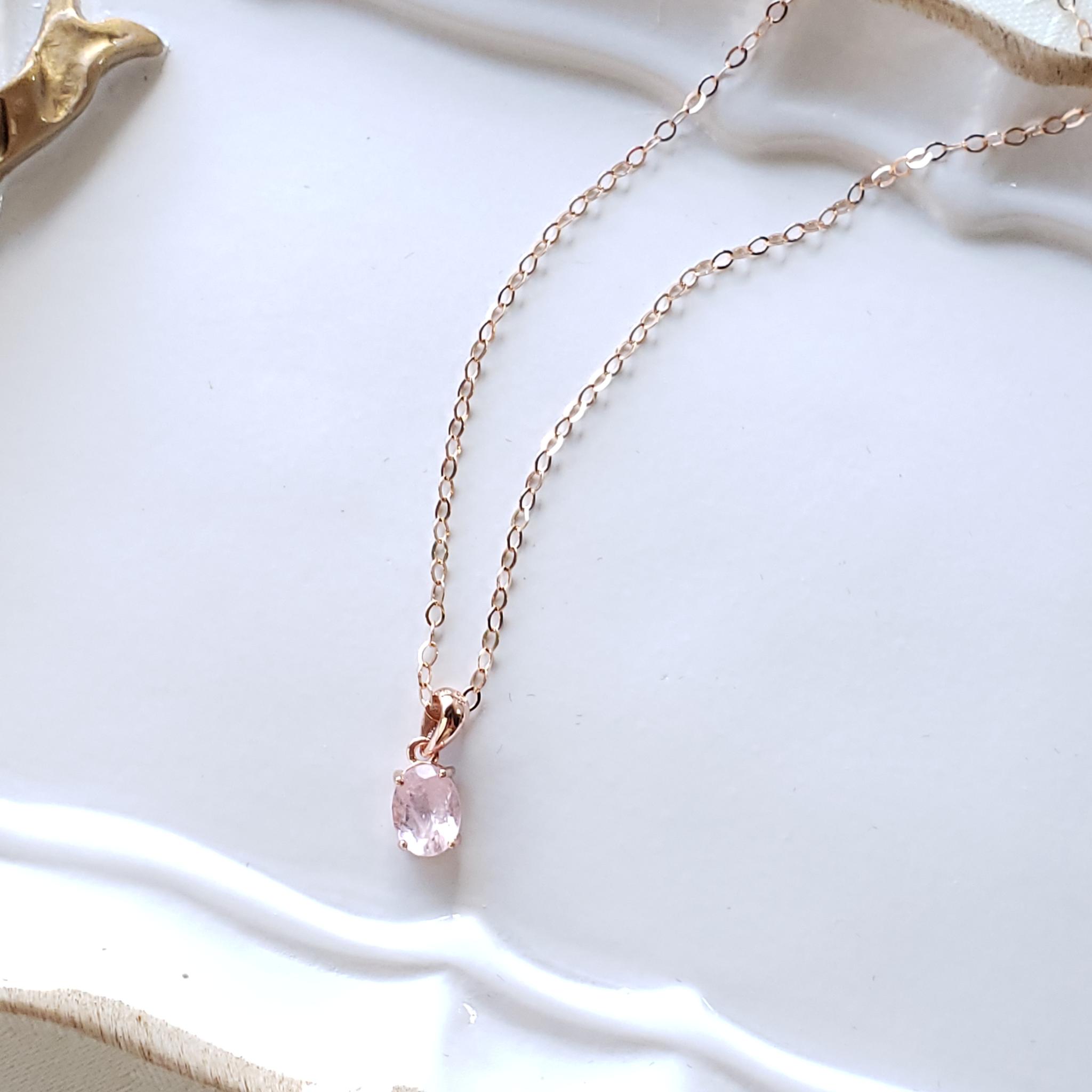 桜色ピンク　ローズゴールドネックレス　S925　天然　モルガナイト　ファセットカット　8ｘ6ｍｍ　◇Natural | 4枚目