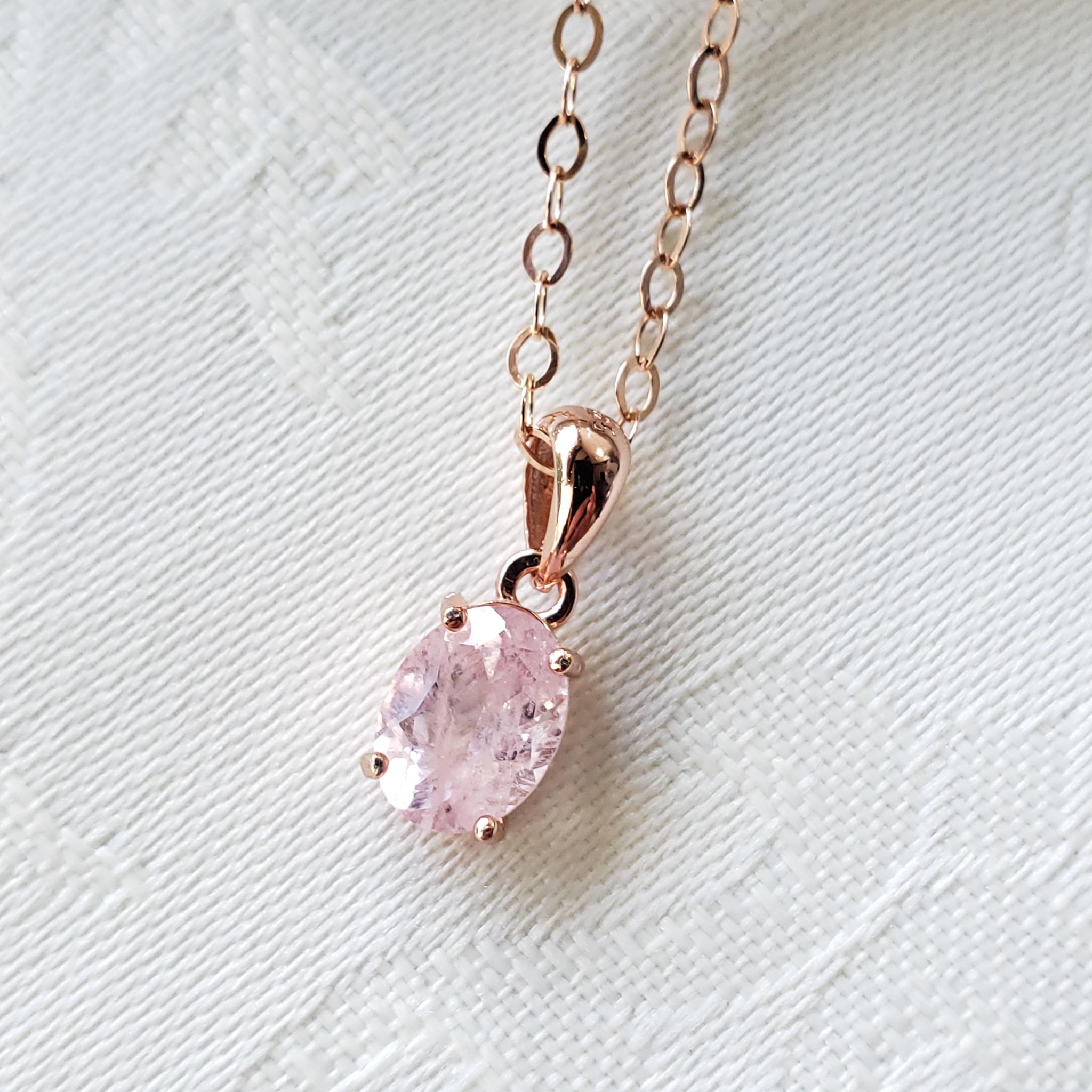 桜色ピンク　ローズゴールドネックレス　S925　天然　モルガナイト　ファセットカット　8ｘ6ｍｍ　◇Natural | 6枚目