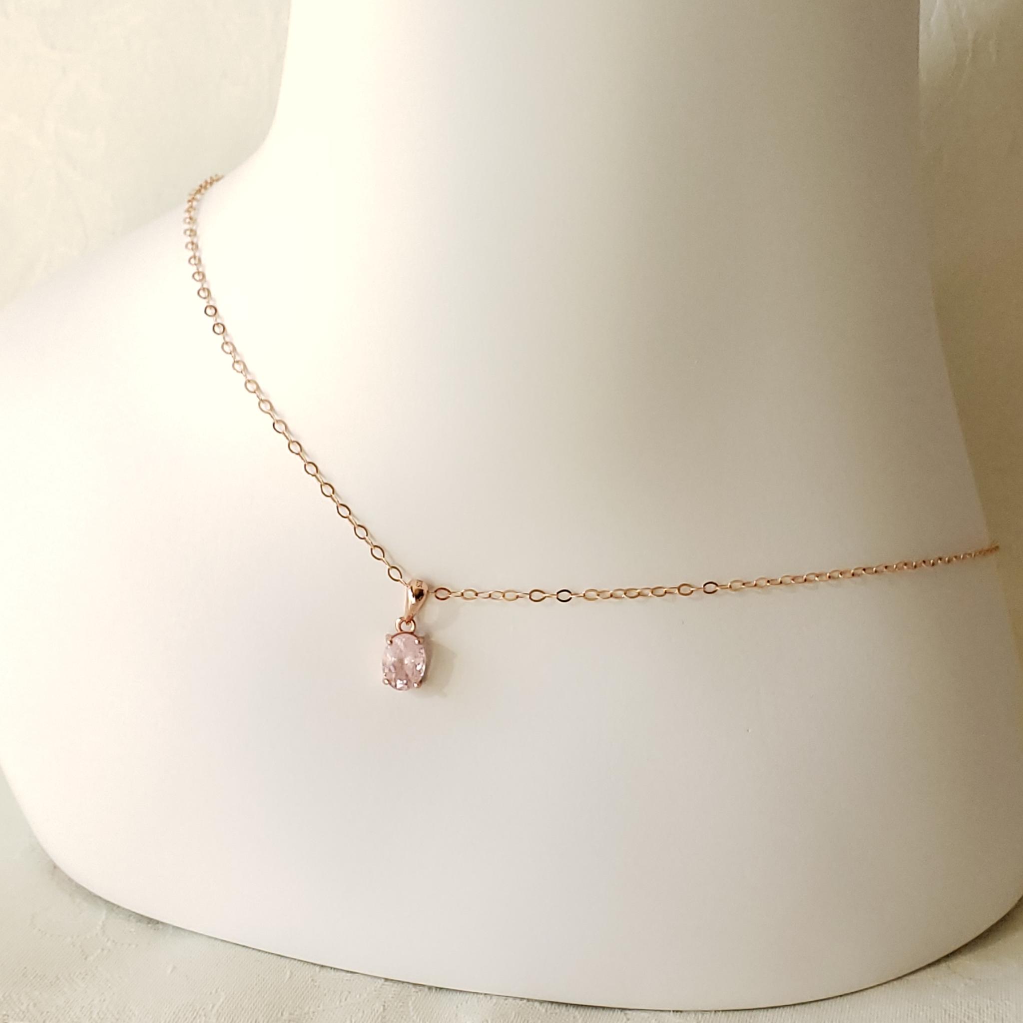 桜色ピンク　ローズゴールドネックレス　S925　天然　モルガナイト　ファセットカット　8ｘ6ｍｍ　◇Natural | 7枚目