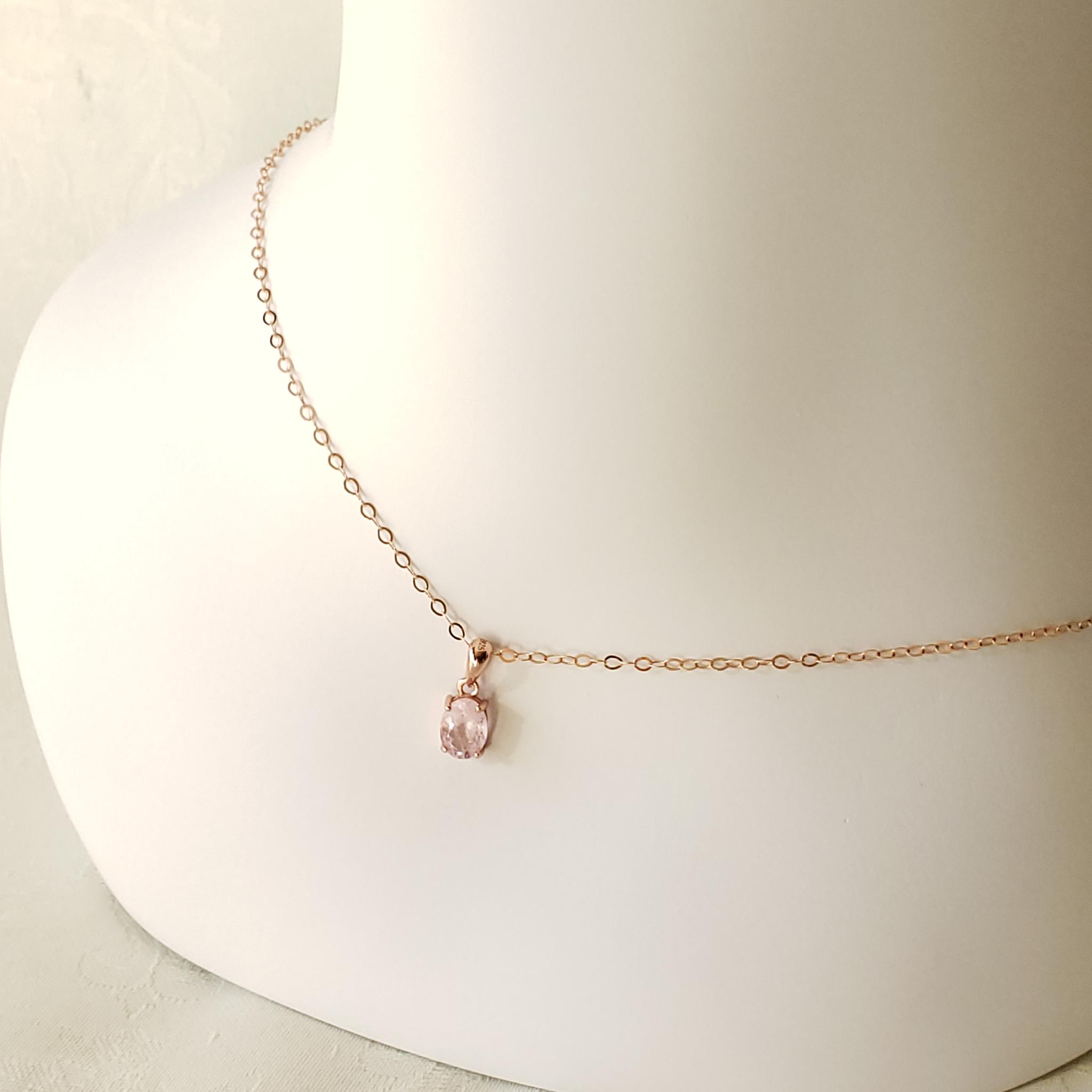 桜色ピンク　ローズゴールドネックレス　S925　天然　モルガナイト　ファセットカット　8ｘ6ｍｍ　◇Natural | 8枚目