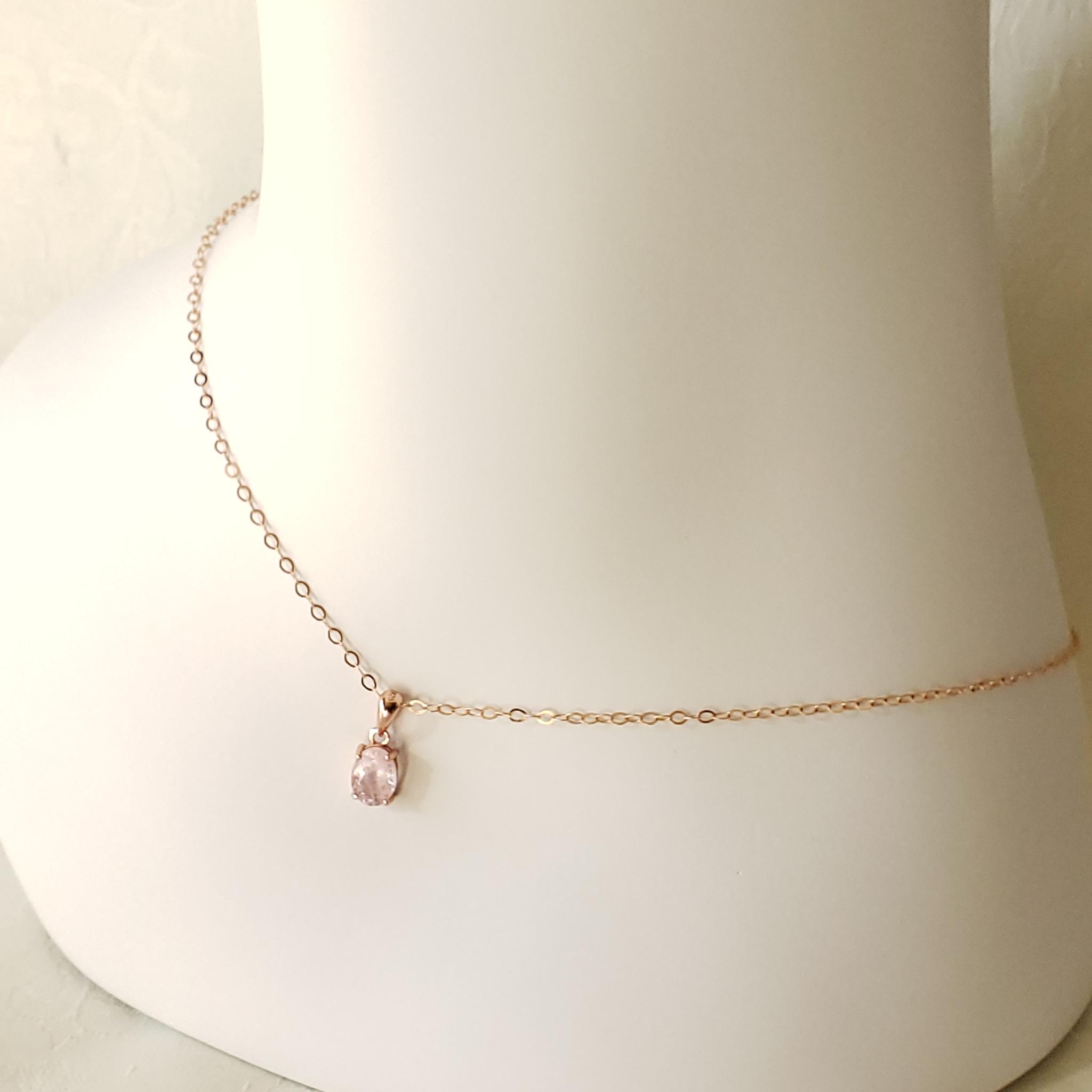 桜色ピンク　ローズゴールドネックレス　S925　天然　モルガナイト　ファセットカット　8ｘ6ｍｍ　◇Natural | 9枚目