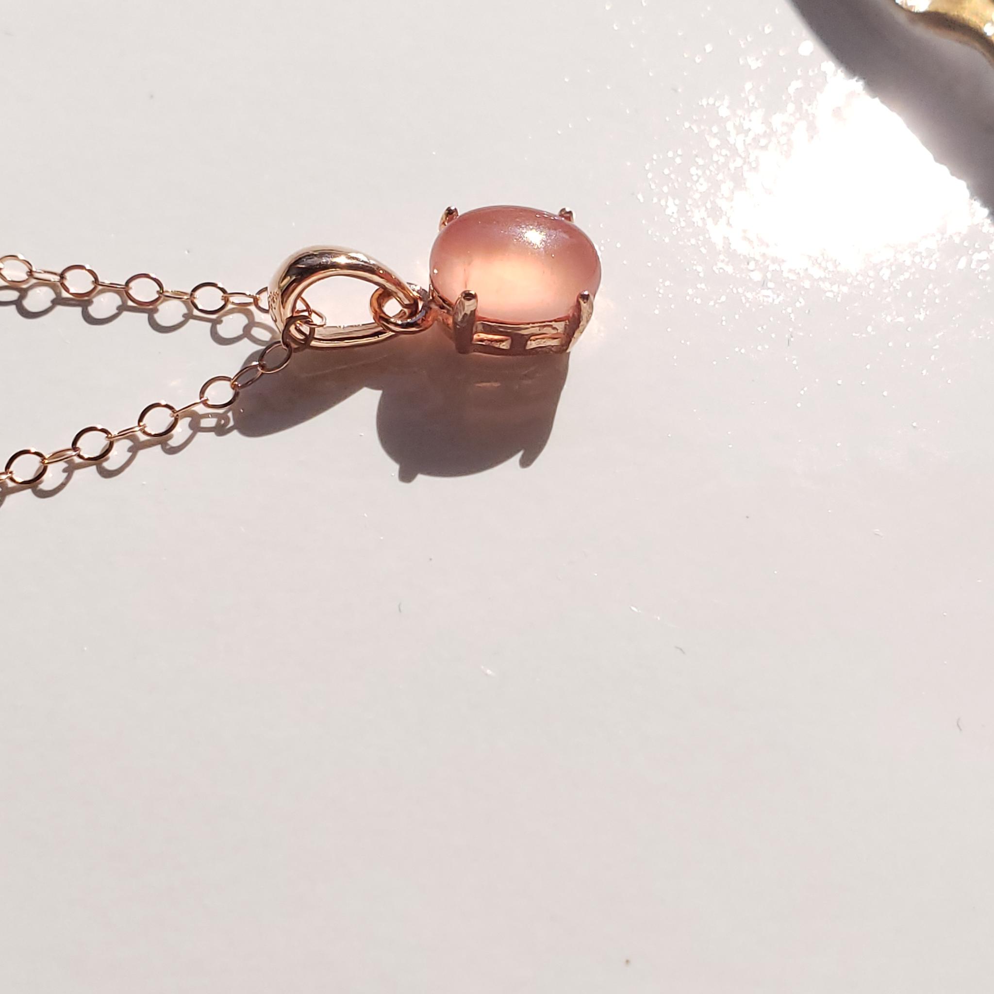 桜色　インカローズ　カボションネックレス　ローズゴールド　14Kgf　8ｘ6ｍｍ | 7枚目